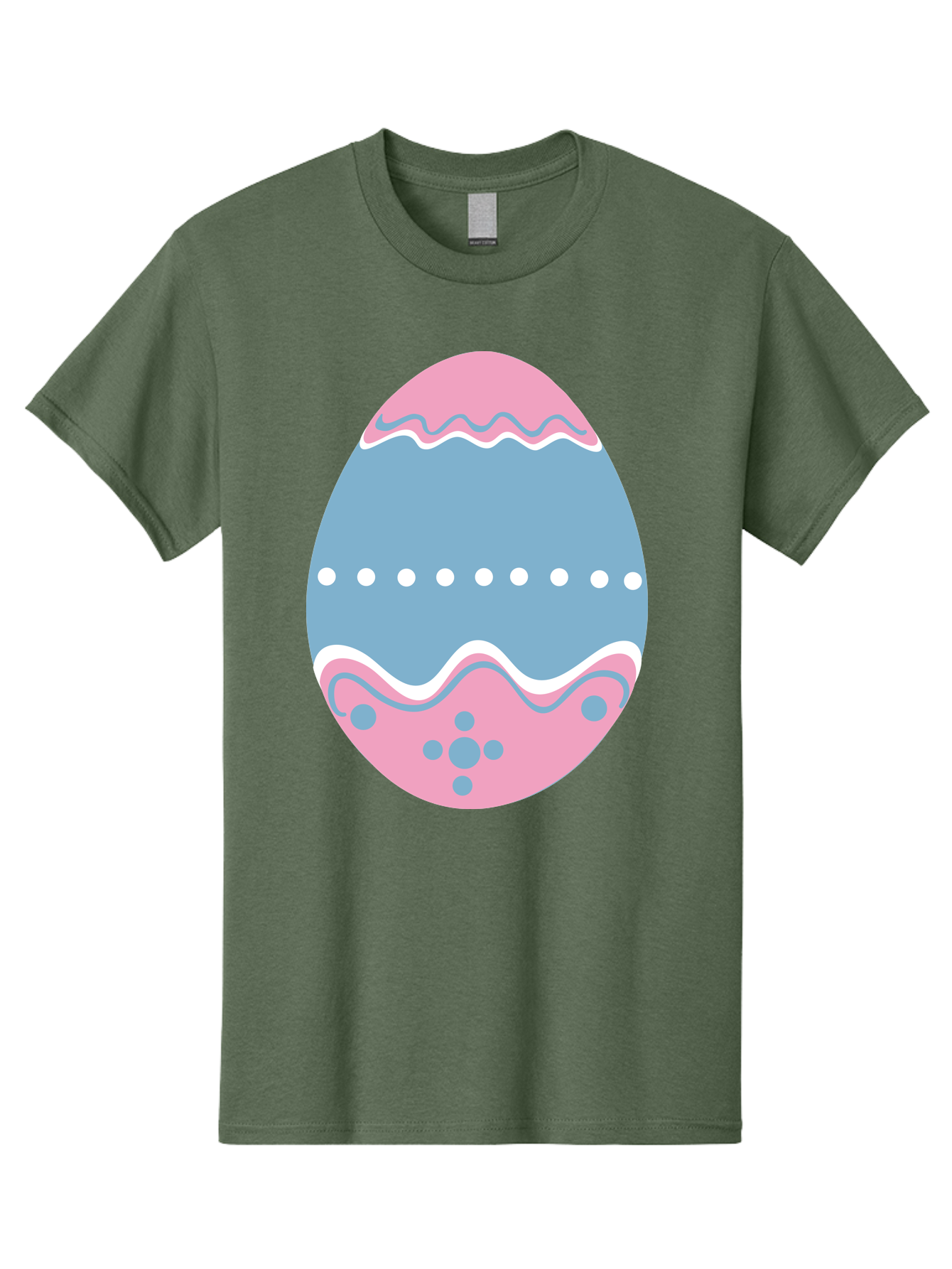 Easter-Egg-3 Men'S Graphic Tee, 100% Cotton, Comfortable Casual Summer Wear, Machine Washable, Easter Egg, Pink And Blue Egg, Decorated Egg, Wavy Lines, White Dots, Blue And Pink Swirls, Pastel Colors, Spring Decoration, Easter Theme, Aac673