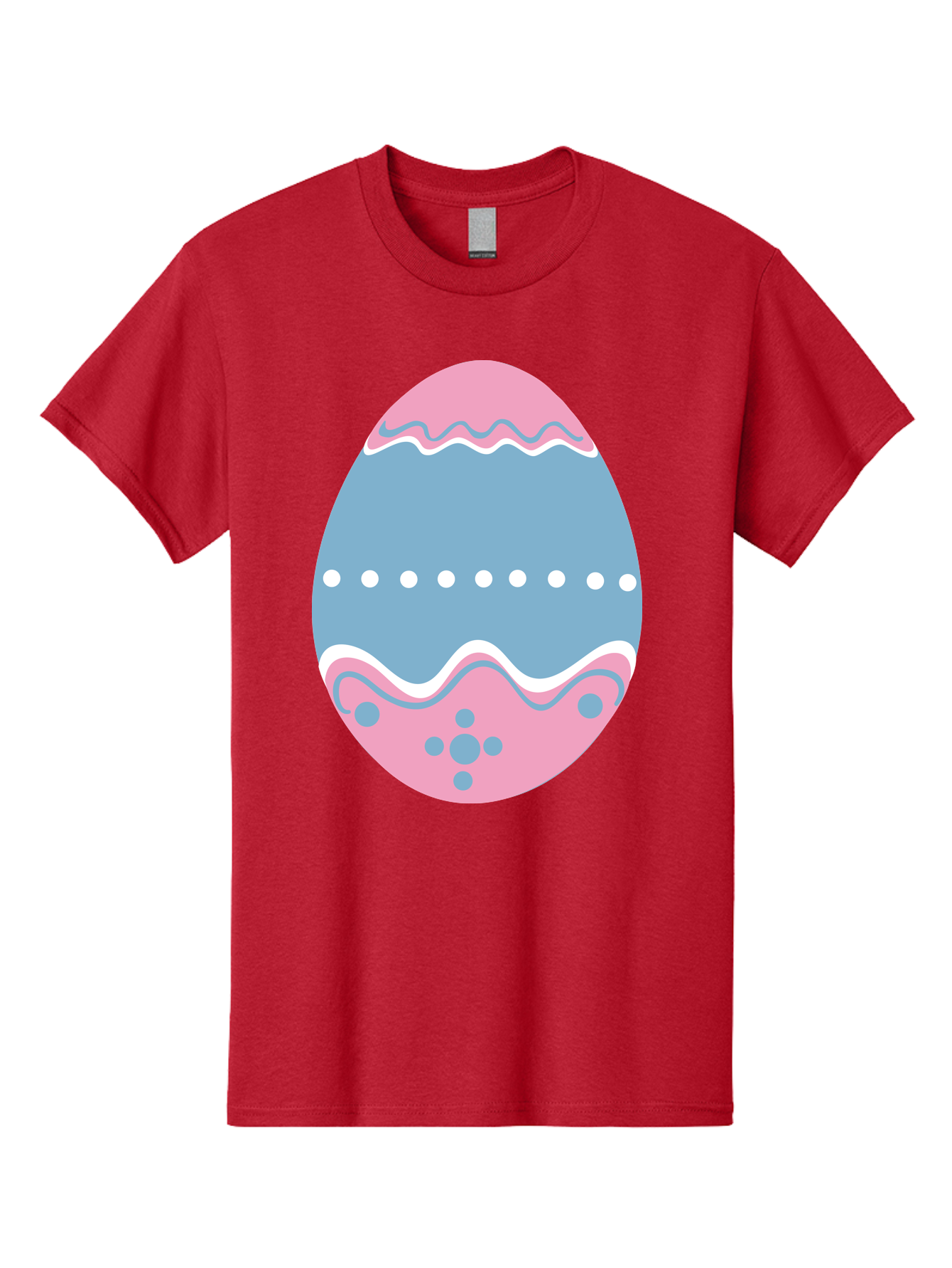Easter-Egg-3 Men'S Graphic Tee, 100% Cotton, Comfortable Casual Summer Wear, Machine Washable, Easter Egg, Pink And Blue Egg, Decorated Egg, Wavy Lines, White Dots, Blue And Pink Swirls, Pastel Colors, Spring Decoration, Easter Theme, Aac673