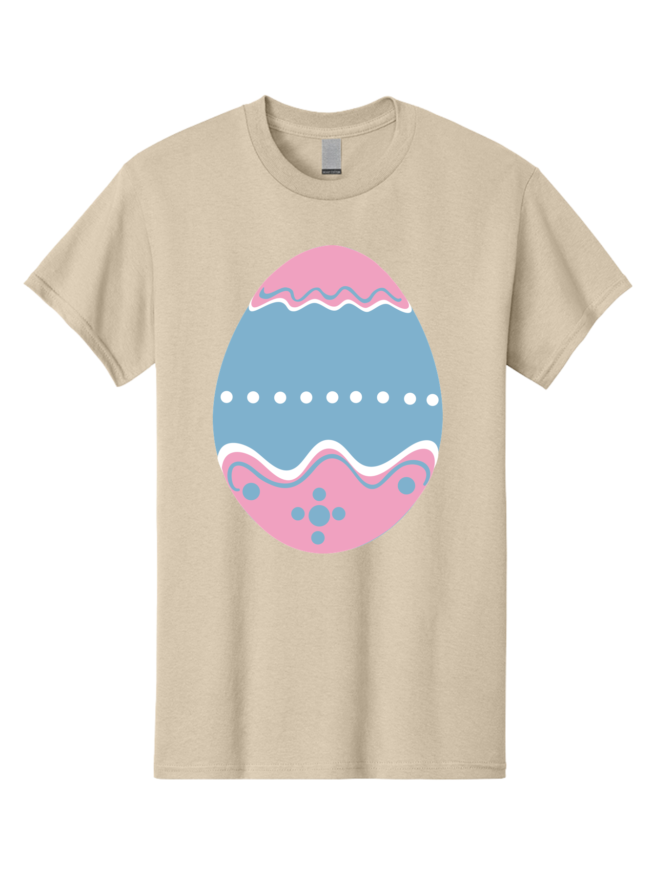 Easter-Egg-3 Men'S Graphic Tee, 100% Cotton, Comfortable Casual Summer Wear, Machine Washable, Easter Egg, Pink And Blue Egg, Decorated Egg, Wavy Lines, White Dots, Blue And Pink Swirls, Pastel Colors, Spring Decoration, Easter Theme, Aac673