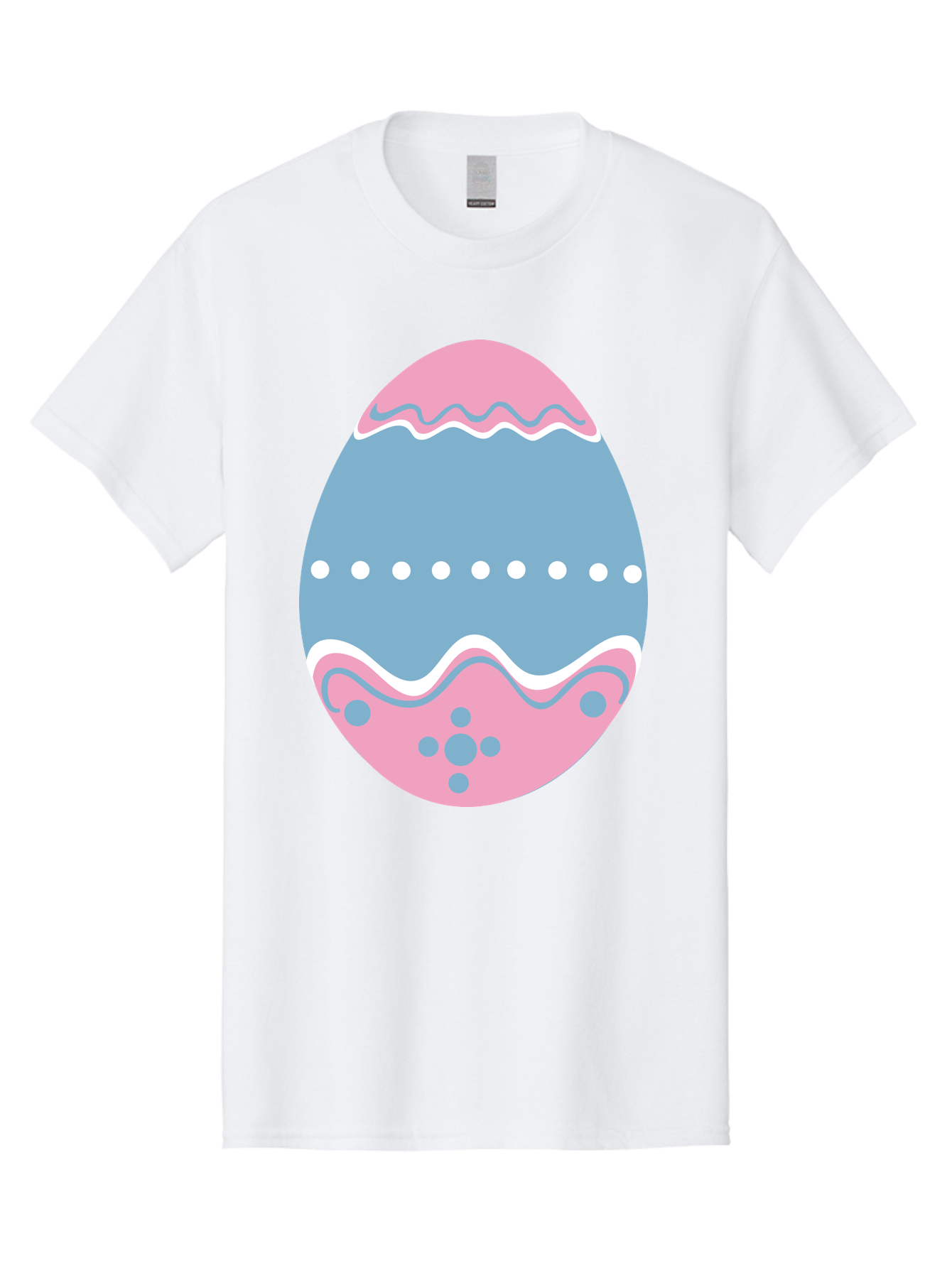 Easter-Egg-3 Men'S Graphic Tee, 100% Cotton, Comfortable Casual Summer Wear, Machine Washable, Easter Egg, Pink And Blue Egg, Decorated Egg, Wavy Lines, White Dots, Blue And Pink Swirls, Pastel Colors, Spring Decoration, Easter Theme, Aac673