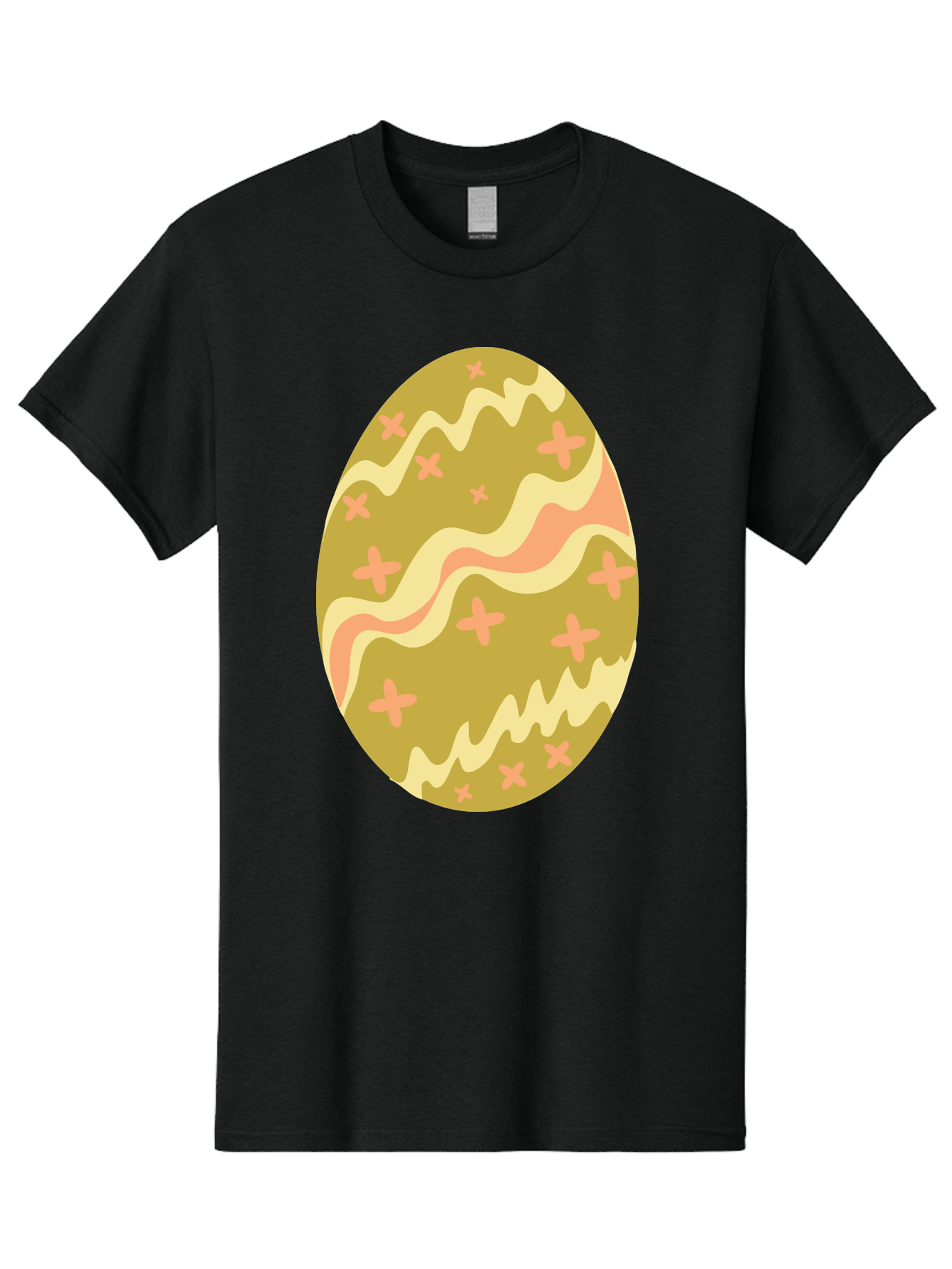 Easter-Egg-4 Men'S Graphic Tee, 100% Cotton, Comfortable Casual Summer Wear, Machine Washable, Easter Egg, Pastel Colors, Wavy Lines, Pink Crosses, Decorated Egg, Spring Theme, Festive Design, Easter Decoration, Egg Hunt Aac674
