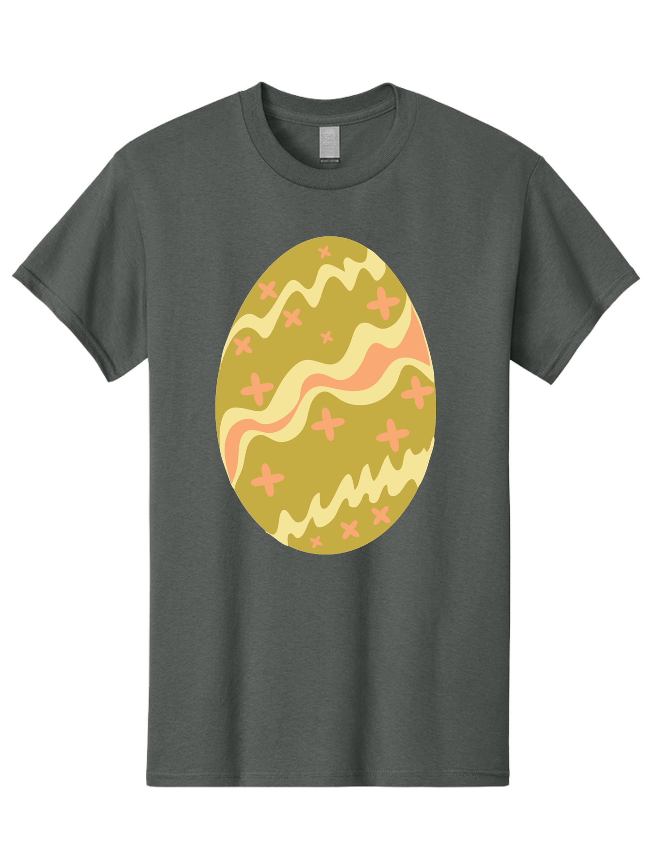 Easter-Egg-4 Men'S Graphic Tee, 100% Cotton, Comfortable Casual Summer Wear, Machine Washable, Easter Egg, Pastel Colors, Wavy Lines, Pink Crosses, Decorated Egg, Spring Theme, Festive Design, Easter Decoration, Egg Hunt Aac674