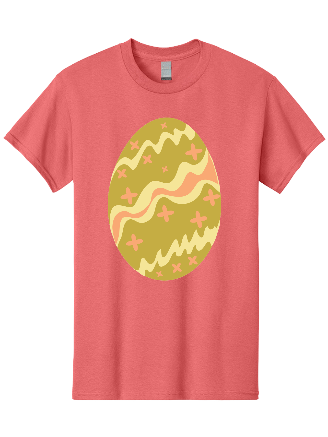 Easter-Egg-4 Men'S Graphic Tee, 100% Cotton, Comfortable Casual Summer Wear, Machine Washable, Easter Egg, Pastel Colors, Wavy Lines, Pink Crosses, Decorated Egg, Spring Theme, Festive Design, Easter Decoration, Egg Hunt Aac674