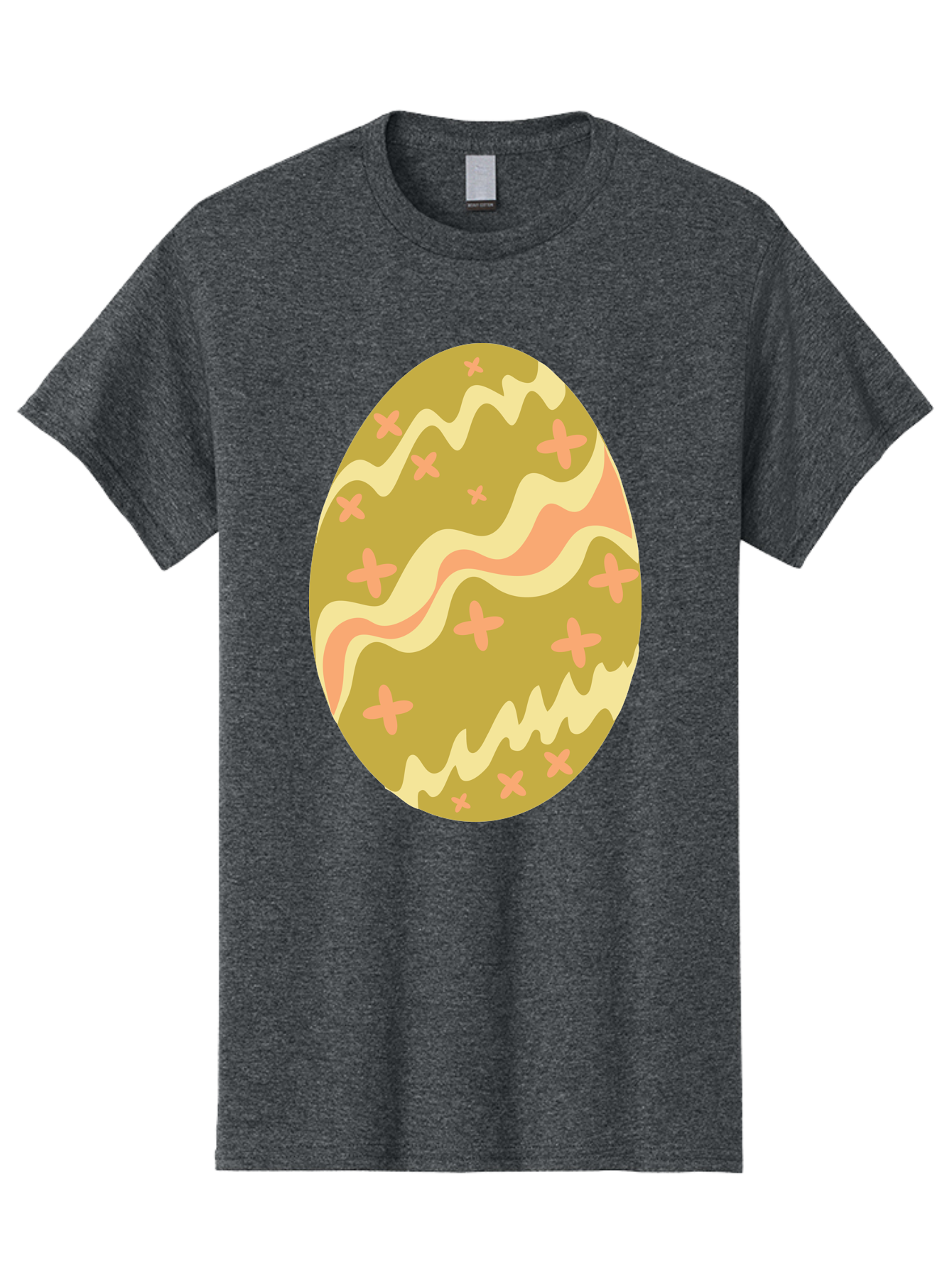 Easter-Egg-4 Men'S Graphic Tee, 100% Cotton, Comfortable Casual Summer Wear, Machine Washable, Easter Egg, Pastel Colors, Wavy Lines, Pink Crosses, Decorated Egg, Spring Theme, Festive Design, Easter Decoration, Egg Hunt Aac674