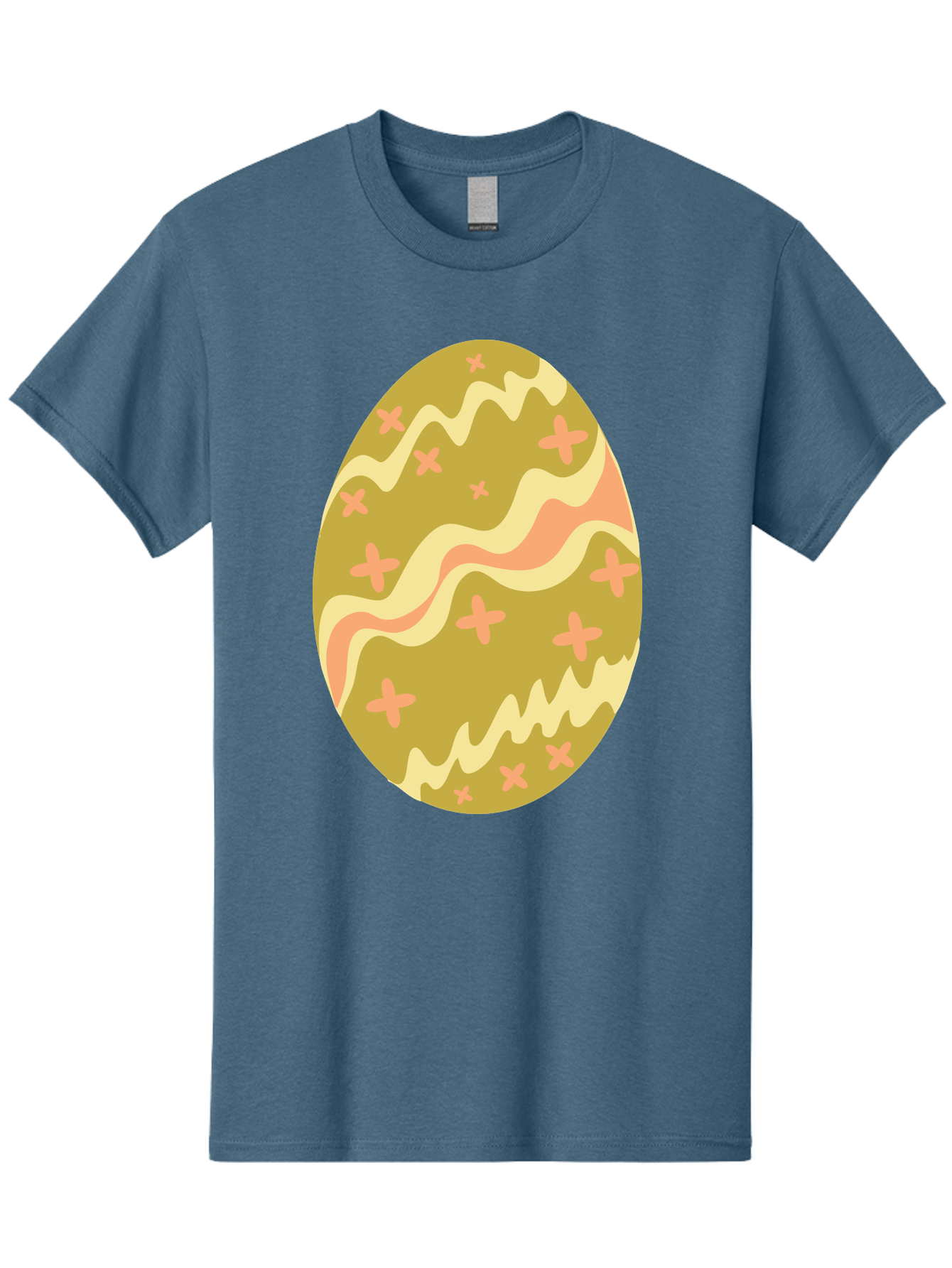 Easter-Egg-4 Men'S Graphic Tee, 100% Cotton, Comfortable Casual Summer Wear, Machine Washable, Easter Egg, Pastel Colors, Wavy Lines, Pink Crosses, Decorated Egg, Spring Theme, Festive Design, Easter Decoration, Egg Hunt Aac674