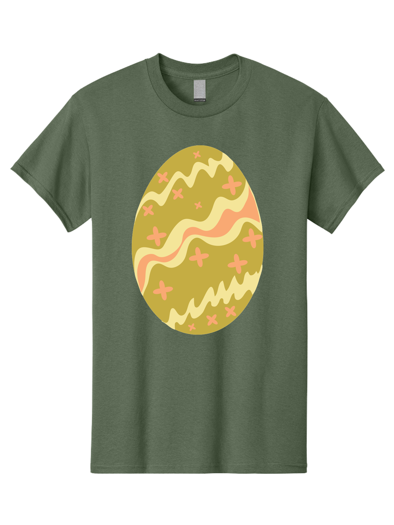 Easter-Egg-4 Men'S Graphic Tee, 100% Cotton, Comfortable Casual Summer Wear, Machine Washable, Easter Egg, Pastel Colors, Wavy Lines, Pink Crosses, Decorated Egg, Spring Theme, Festive Design, Easter Decoration, Egg Hunt Aac674