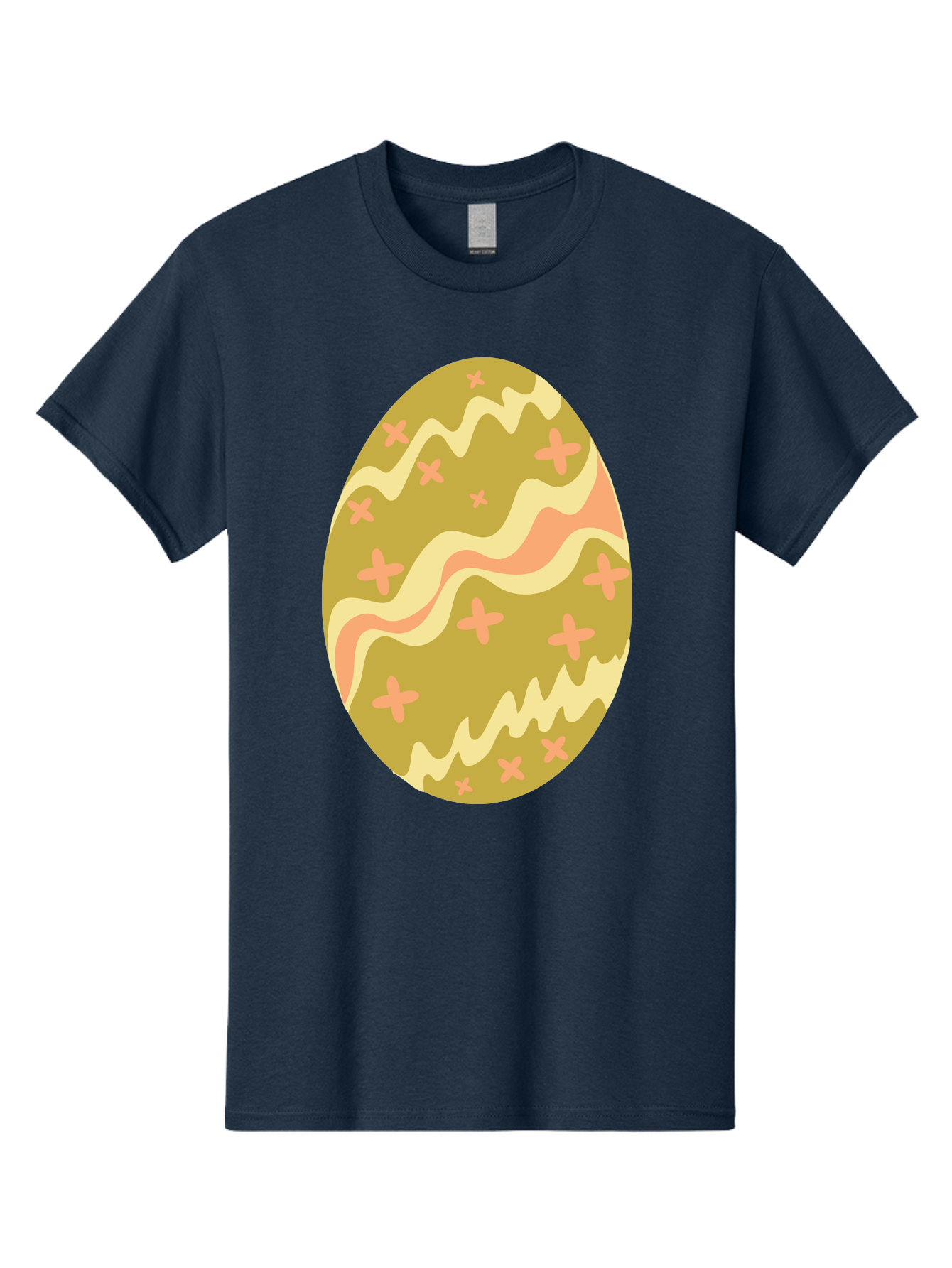 Easter-Egg-4 Men'S Graphic Tee, 100% Cotton, Comfortable Casual Summer Wear, Machine Washable, Easter Egg, Pastel Colors, Wavy Lines, Pink Crosses, Decorated Egg, Spring Theme, Festive Design, Easter Decoration, Egg Hunt Aac674