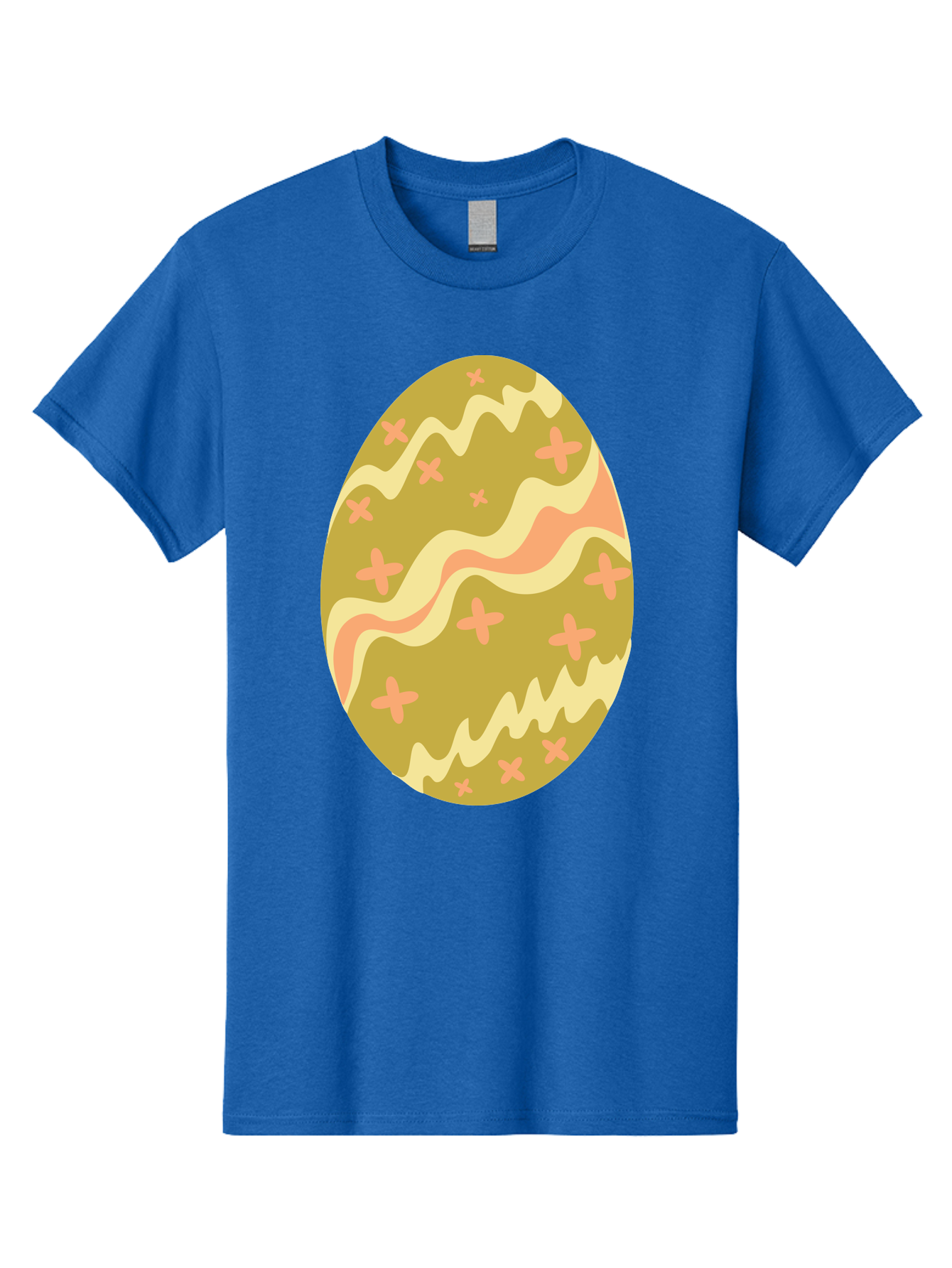 Easter-Egg-4 Men'S Graphic Tee, 100% Cotton, Comfortable Casual Summer Wear, Machine Washable, Easter Egg, Pastel Colors, Wavy Lines, Pink Crosses, Decorated Egg, Spring Theme, Festive Design, Easter Decoration, Egg Hunt Aac674