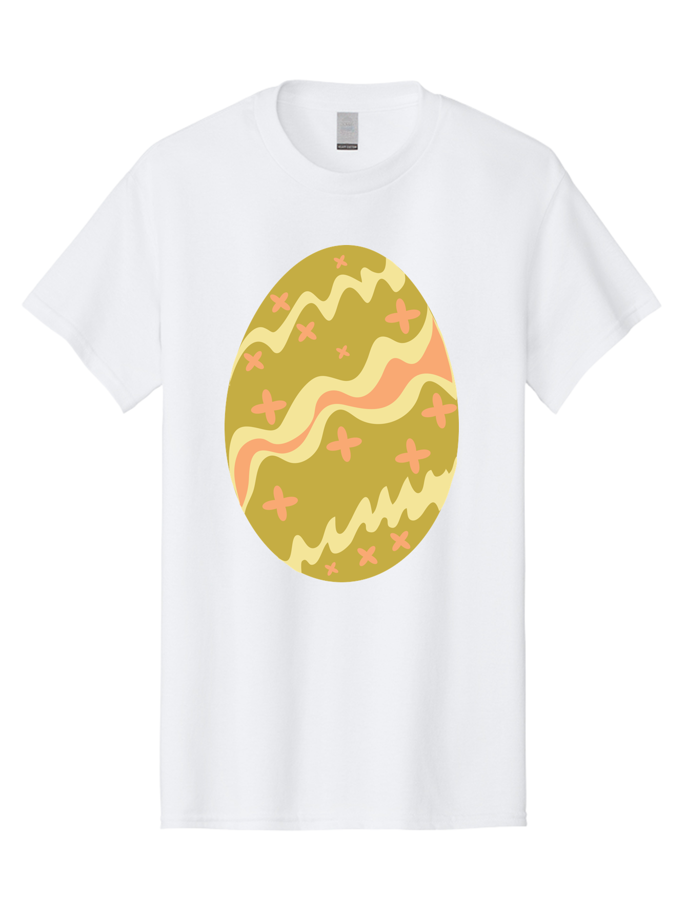 Easter-Egg-4 Men'S Graphic Tee, 100% Cotton, Comfortable Casual Summer Wear, Machine Washable, Easter Egg, Pastel Colors, Wavy Lines, Pink Crosses, Decorated Egg, Spring Theme, Festive Design, Easter Decoration, Egg Hunt Aac674