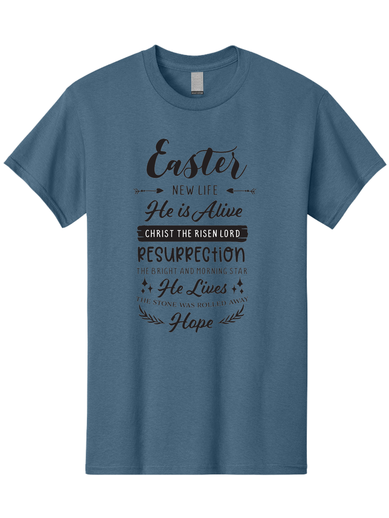 Easter Men'S Graphic Tee, 100% Cotton, Comfortable Casual Summer Wear, Machine Washable, Easter Message, He Is Alive, Christ The Risen Lord, Resurrection, New Life, Hope, Christian Faith, Biblical Scripture, Inspirational Quote, Aac678