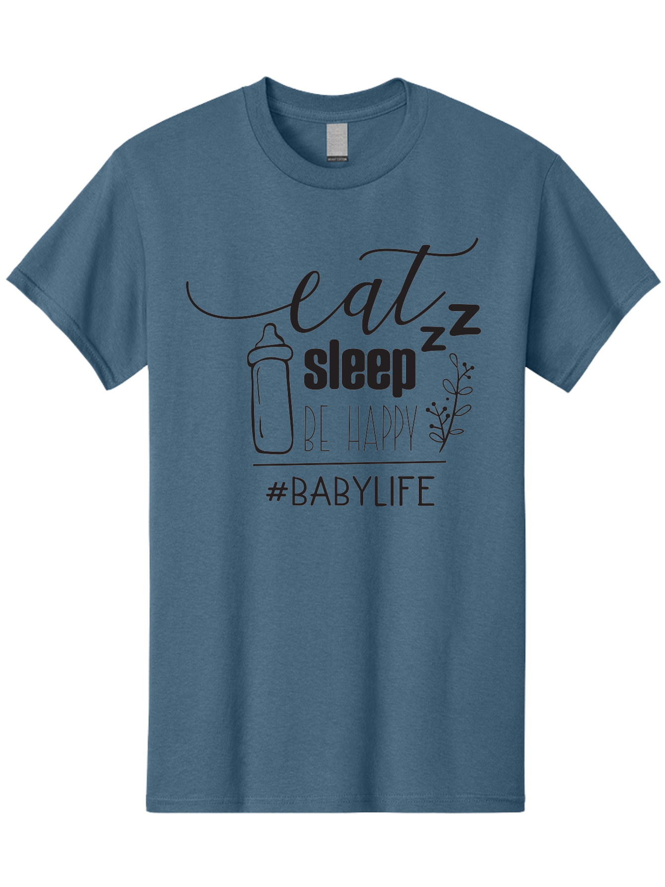 Eat-Sleep-Be-Happy Men'S Graphic Tee, 100% Cotton, Comfortable Casual Summer Wear, Machine Washable, Baby Bottle, Eat Sleep Be Happy, Baby Life, Newborn Care, Parenting Tips, Baby Essentials, Hashtag Babylife, Simple Design, Minimalist Style Aac681