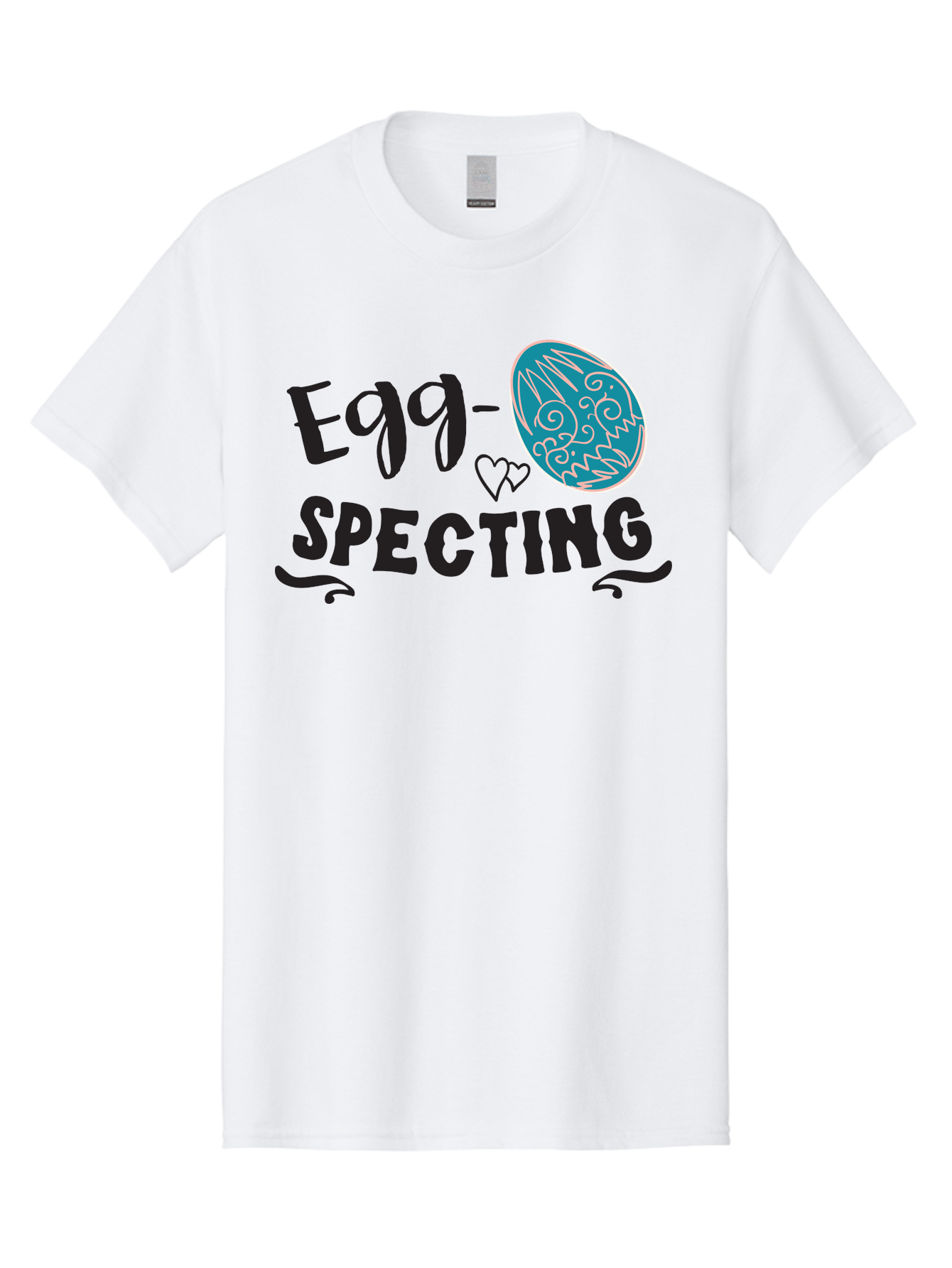 Egg-Specting Men'S Graphic Tee, 100% Cotton, Comfortable Casual Summer Wear, Machine Washable, Easter Egg, Egg Expecting, Cute Designs, Playful Graphics, Decorative Egg, Heart Symbol, Easter Theme, Spring Vibes, Baby Announcement Aac683