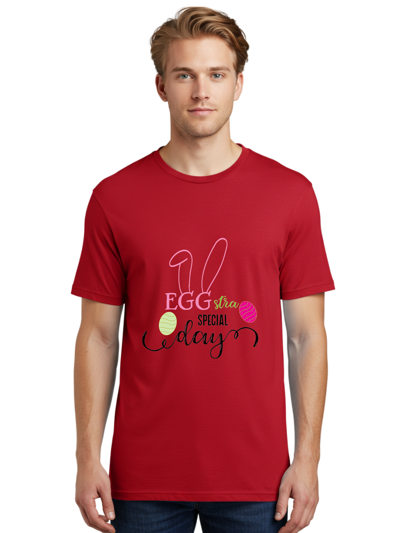 Eggstra-Special-Day Men'S Graphic Tee, 100% Cotton, Comfortable Casual Summer Wear, Machine Washable, Easter Eggs, Bunny Ears, Easter Celebration, Springtime Festivities, Holiday Graphics, Easter-Themed Decor, Festive Eggs, Easter Egg Hunt Aac684