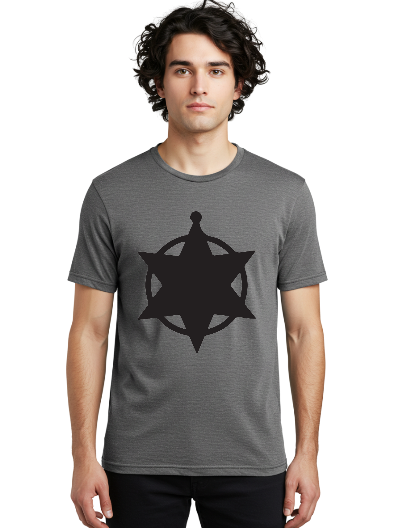 Eight-Pointed-Star-Symbol Men'S Graphic Tee, 100% Cotton, Comfortable Casual Summer Wear, Machine Washable, Chaos Symbol, Chaos Star, Eight Pointed Star, Occult Symbol, Pagan Symbol, Mystical Emblem, Abstract Art, Symbolic Representation Aac685
