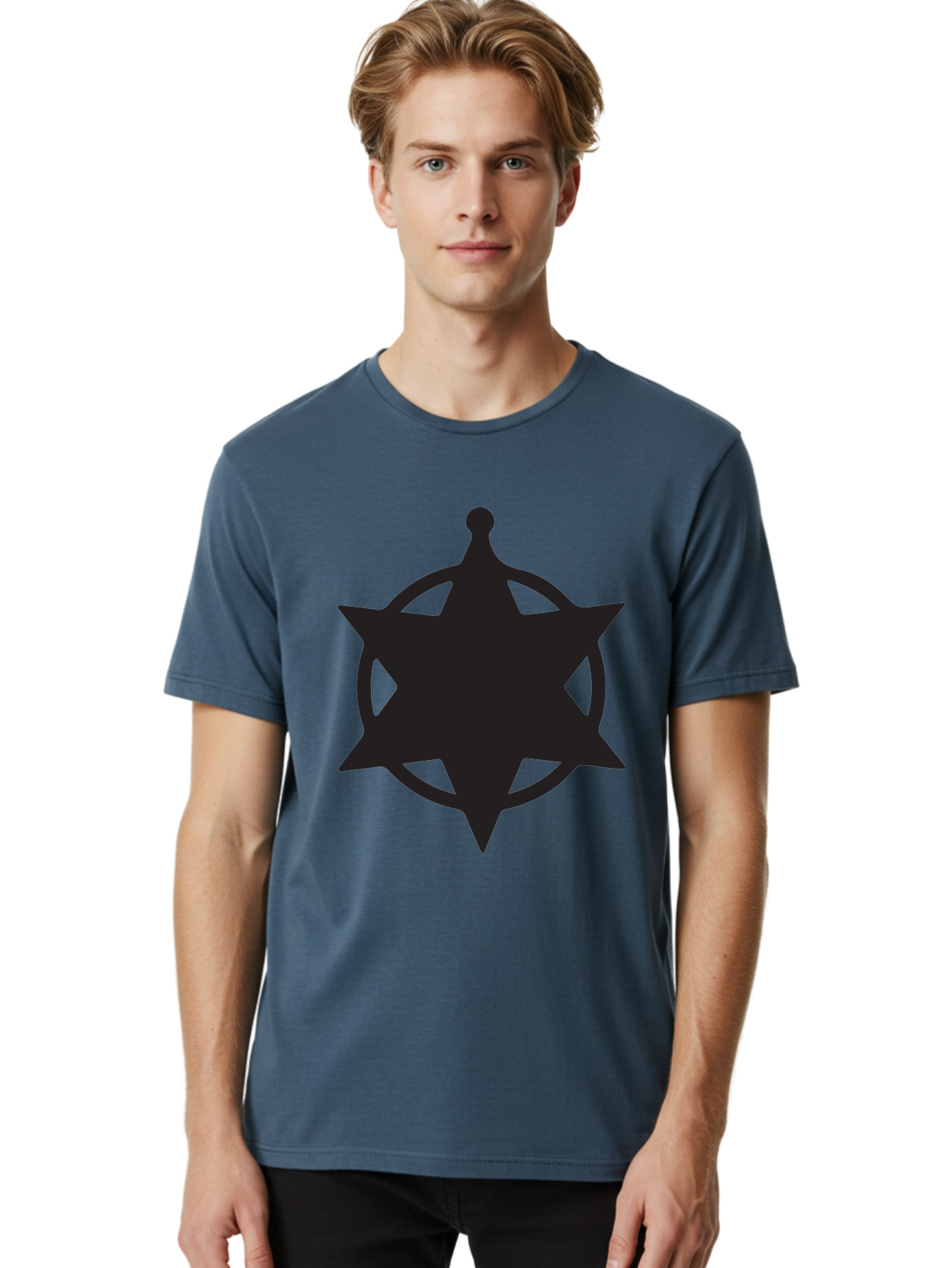 Eight-Pointed-Star-Symbol Men'S Graphic Tee, 100% Cotton, Comfortable Casual Summer Wear, Machine Washable, Chaos Symbol, Chaos Star, Eight Pointed Star, Occult Symbol, Pagan Symbol, Mystical Emblem, Abstract Art, Symbolic Representation Aac685