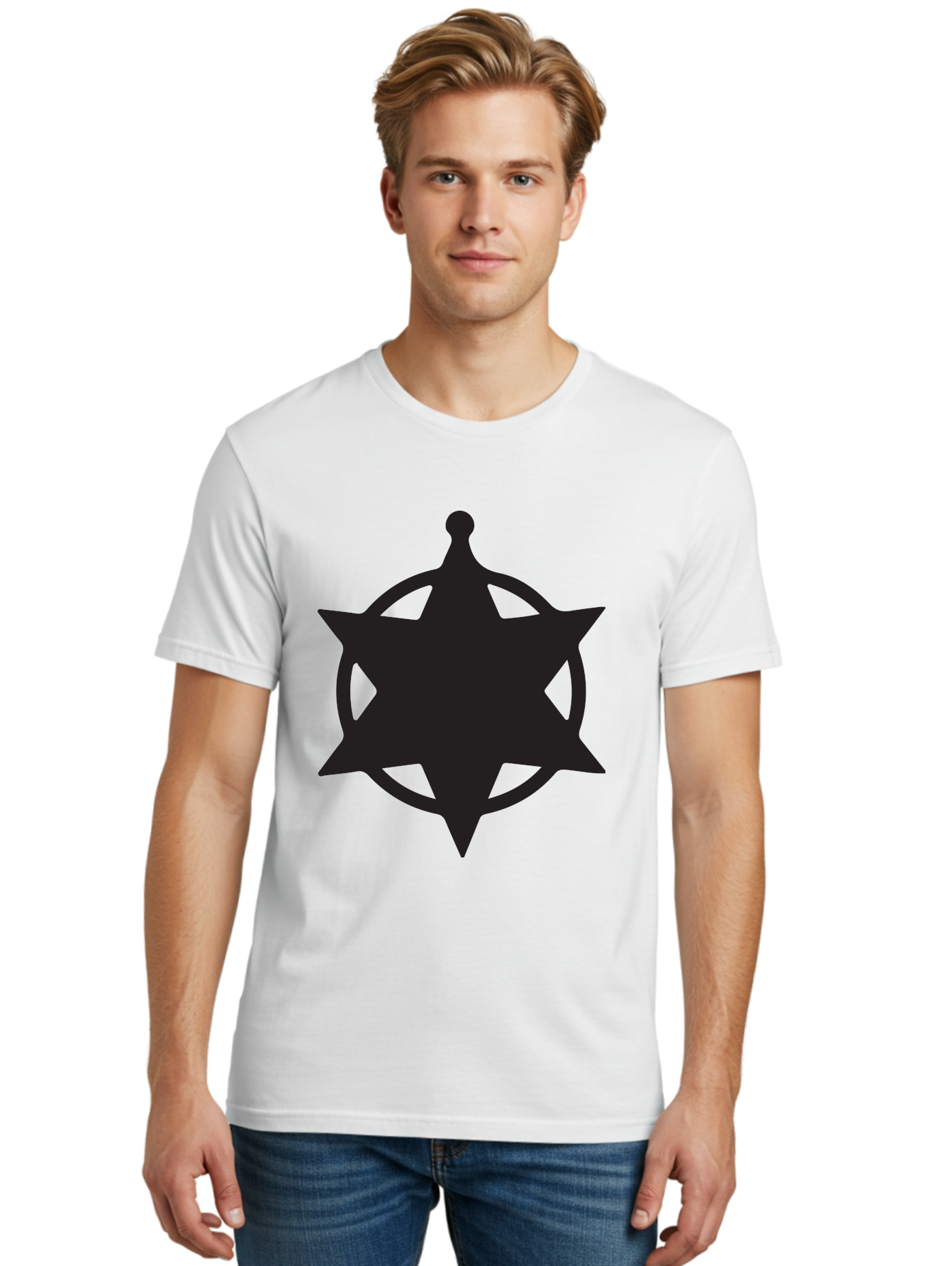 Eight-Pointed-Star-Symbol Men'S Graphic Tee, 100% Cotton, Comfortable Casual Summer Wear, Machine Washable, Chaos Symbol, Chaos Star, Eight Pointed Star, Occult Symbol, Pagan Symbol, Mystical Emblem, Abstract Art, Symbolic Representation Aac685