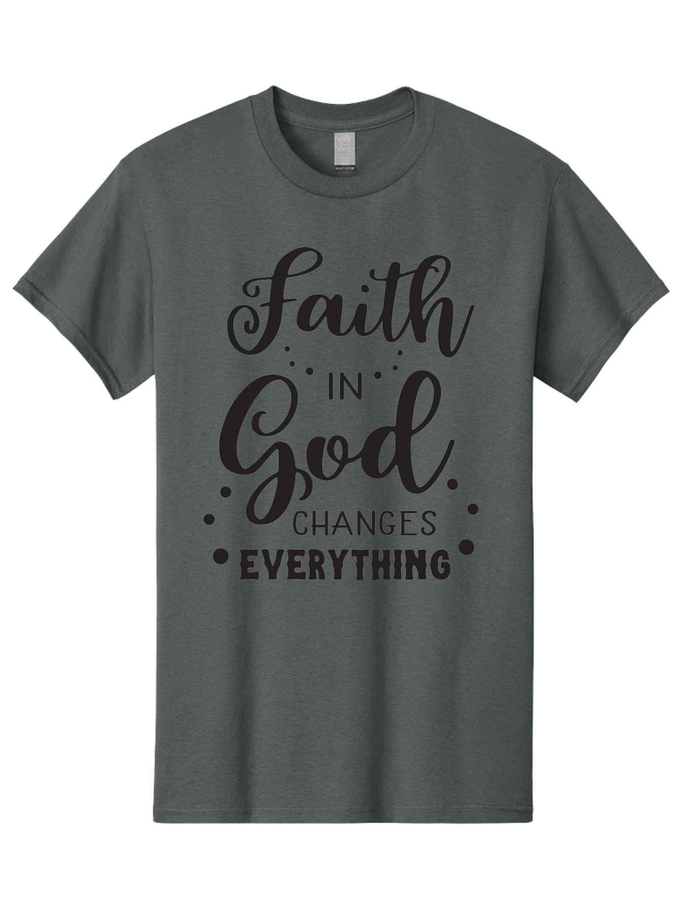 Faith-In-God-Changes-Everything Men'S Graphic Tee, 100% Cotton, Comfortable Casual Summer Wear, Machine Washable, Faith In God, Inspirational Quote, Spiritual Motivation, Positive Affirmation, Uplifting Message, Motivational Poster, Aac702