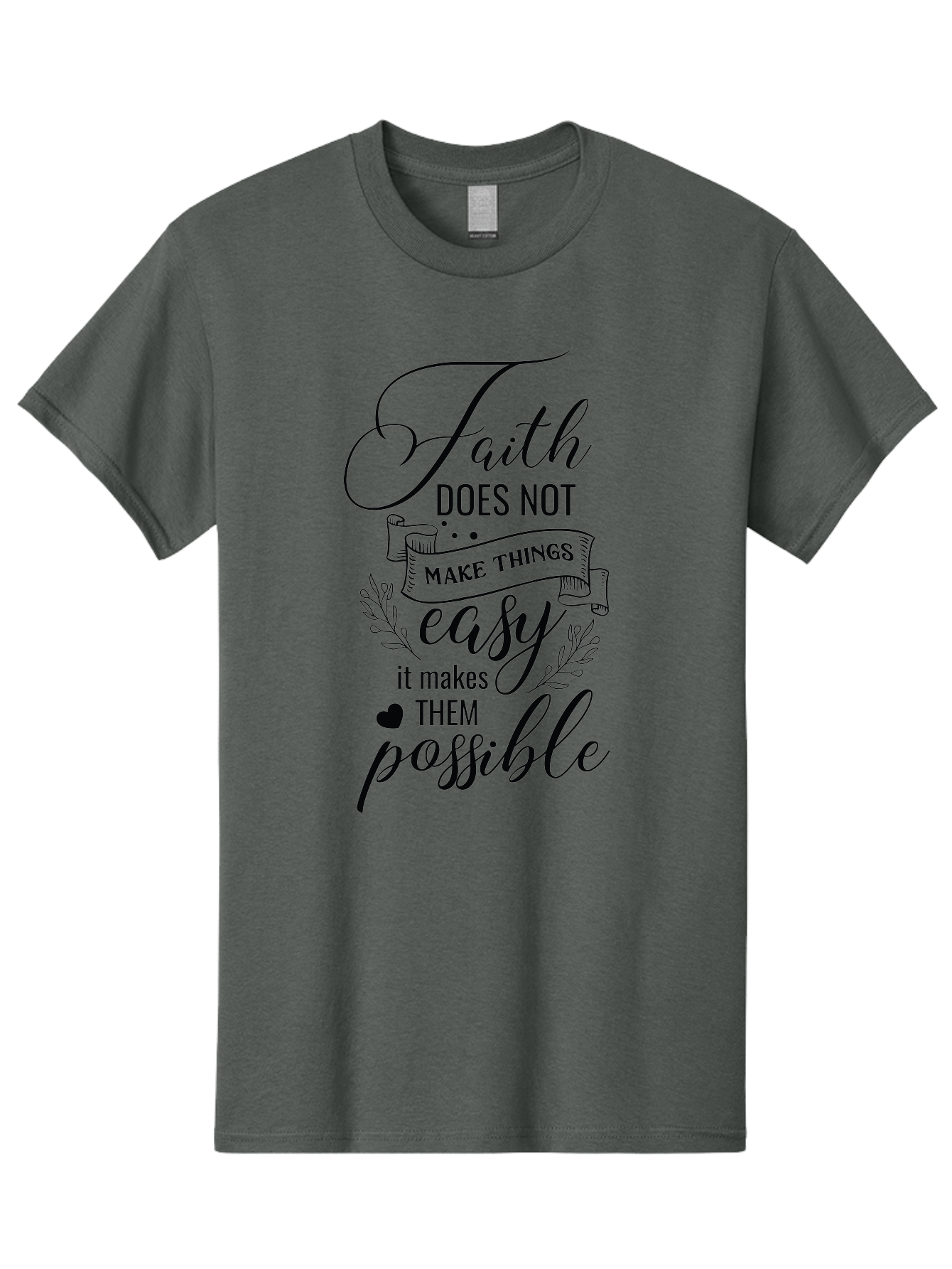 Faith-Makes-Them-Possible Men'S Graphic Tee, 100% Cotton, Comfortable Casual Summer Wear, Machine Washable, Faith Quote, Inspirational Words, Motivational Saying, Makes Them Possible, Makes Things Easy, Spiritual Message, Positive Vibes, Aac704
