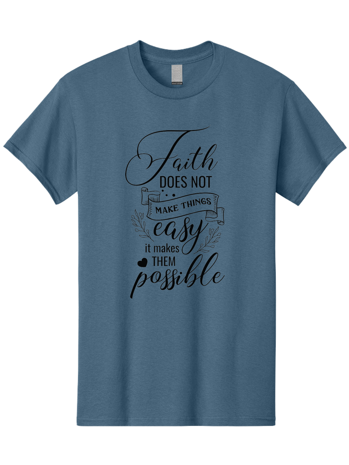 Faith-Makes-Them-Possible Men'S Graphic Tee, 100% Cotton, Comfortable Casual Summer Wear, Machine Washable, Faith Quote, Inspirational Words, Motivational Saying, Makes Them Possible, Makes Things Easy, Spiritual Message, Positive Vibes, Aac704