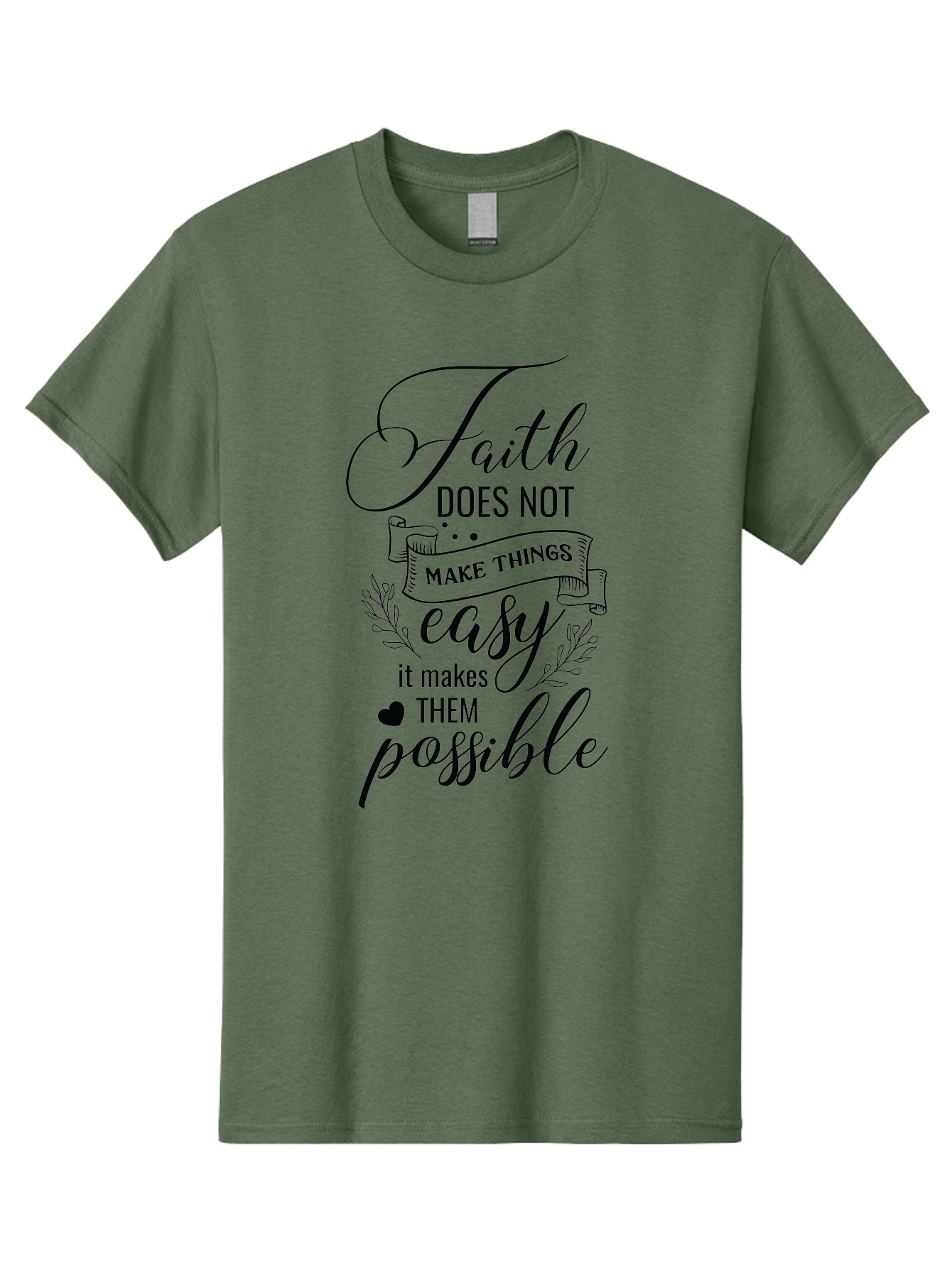 Faith-Makes-Them-Possible Men'S Graphic Tee, 100% Cotton, Comfortable Casual Summer Wear, Machine Washable, Faith Quote, Inspirational Words, Motivational Saying, Makes Them Possible, Makes Things Easy, Spiritual Message, Positive Vibes, Aac704