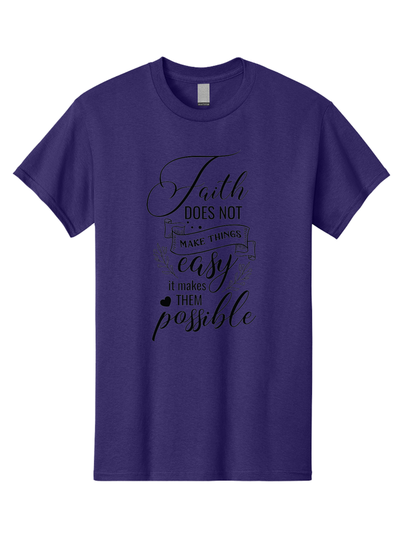 Faith-Makes-Them-Possible Men'S Graphic Tee, 100% Cotton, Comfortable Casual Summer Wear, Machine Washable, Faith Quote, Inspirational Words, Motivational Saying, Makes Them Possible, Makes Things Easy, Spiritual Message, Positive Vibes, Aac704