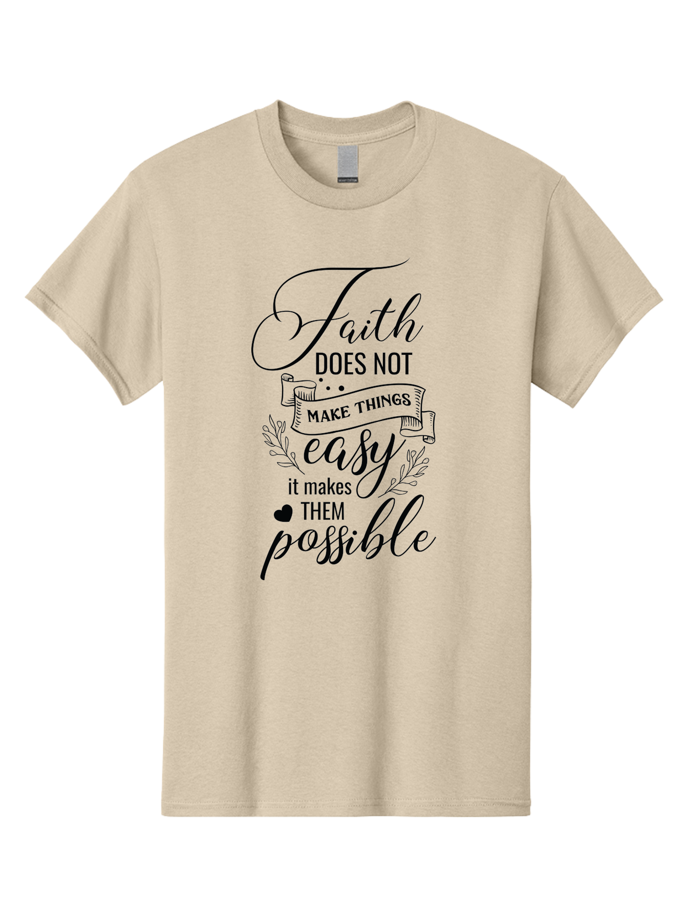 Faith-Makes-Them-Possible Men'S Graphic Tee, 100% Cotton, Comfortable Casual Summer Wear, Machine Washable, Faith Quote, Inspirational Words, Motivational Saying, Makes Them Possible, Makes Things Easy, Spiritual Message, Positive Vibes, Aac704