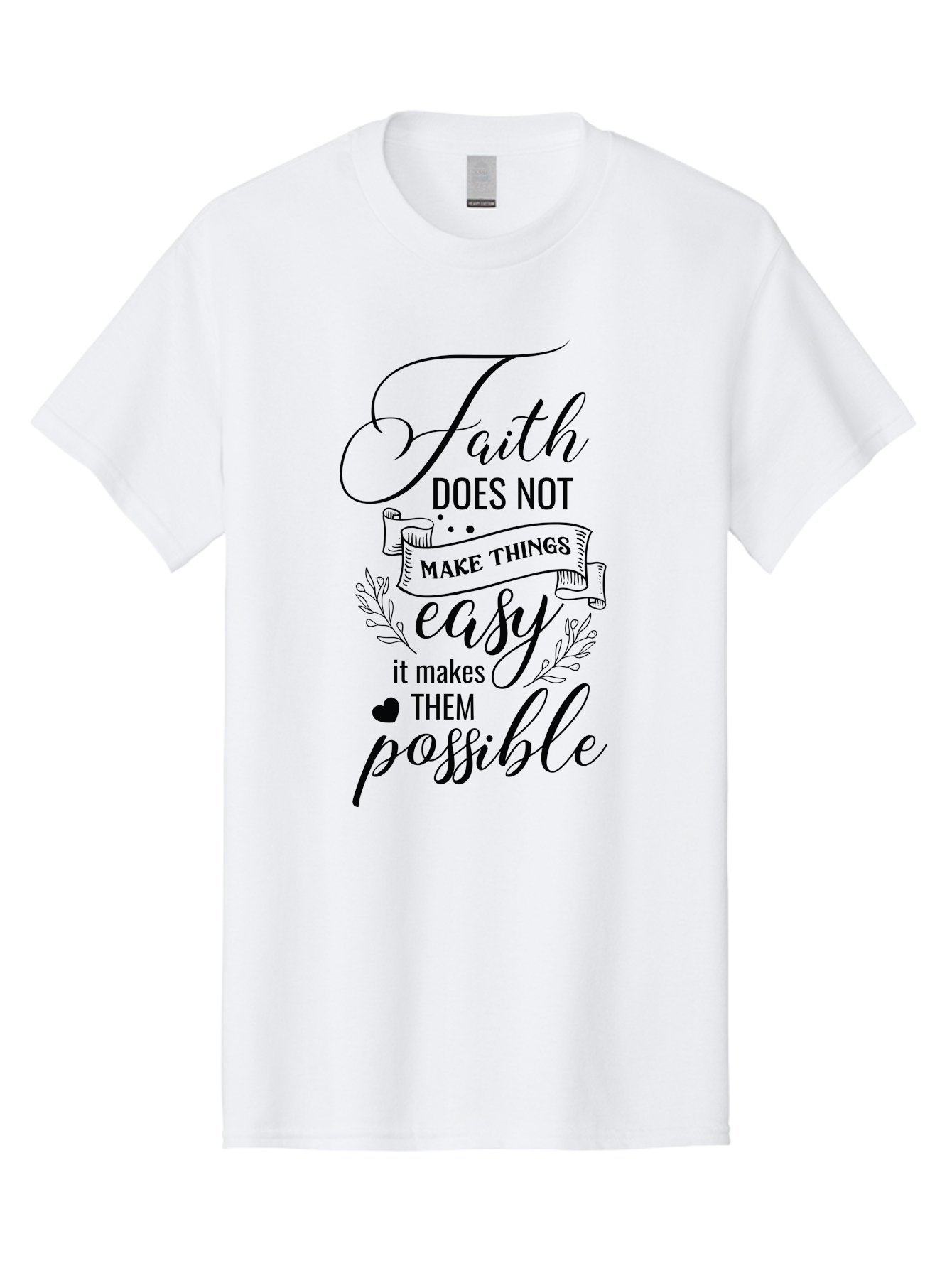 Faith-Makes-Them-Possible Men'S Graphic Tee, 100% Cotton, Comfortable Casual Summer Wear, Machine Washable, Faith Quote, Inspirational Words, Motivational Saying, Makes Them Possible, Makes Things Easy, Spiritual Message, Positive Vibes, Aac704