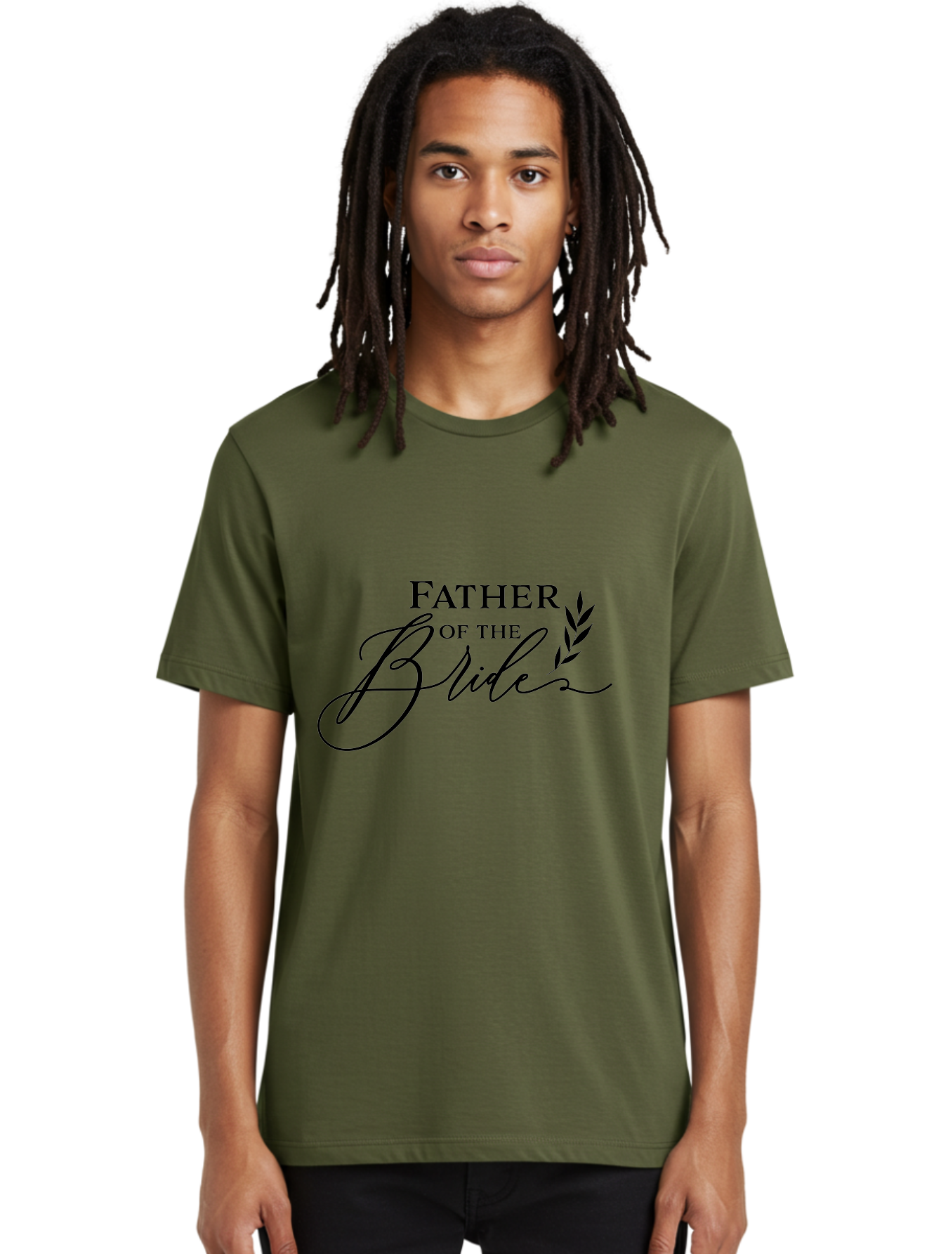 Father-Of-The-Bride Men'S Graphic Tee, 100% Cotton, Comfortable Casual Summer Wear, Machine Washable, Father Of The Bride, Wedding Theme, Family Love, Special Day, Wedding Day, Laurel Leaves, Elegant Script, Calligraphy Font, Unique Gift, Aac711
