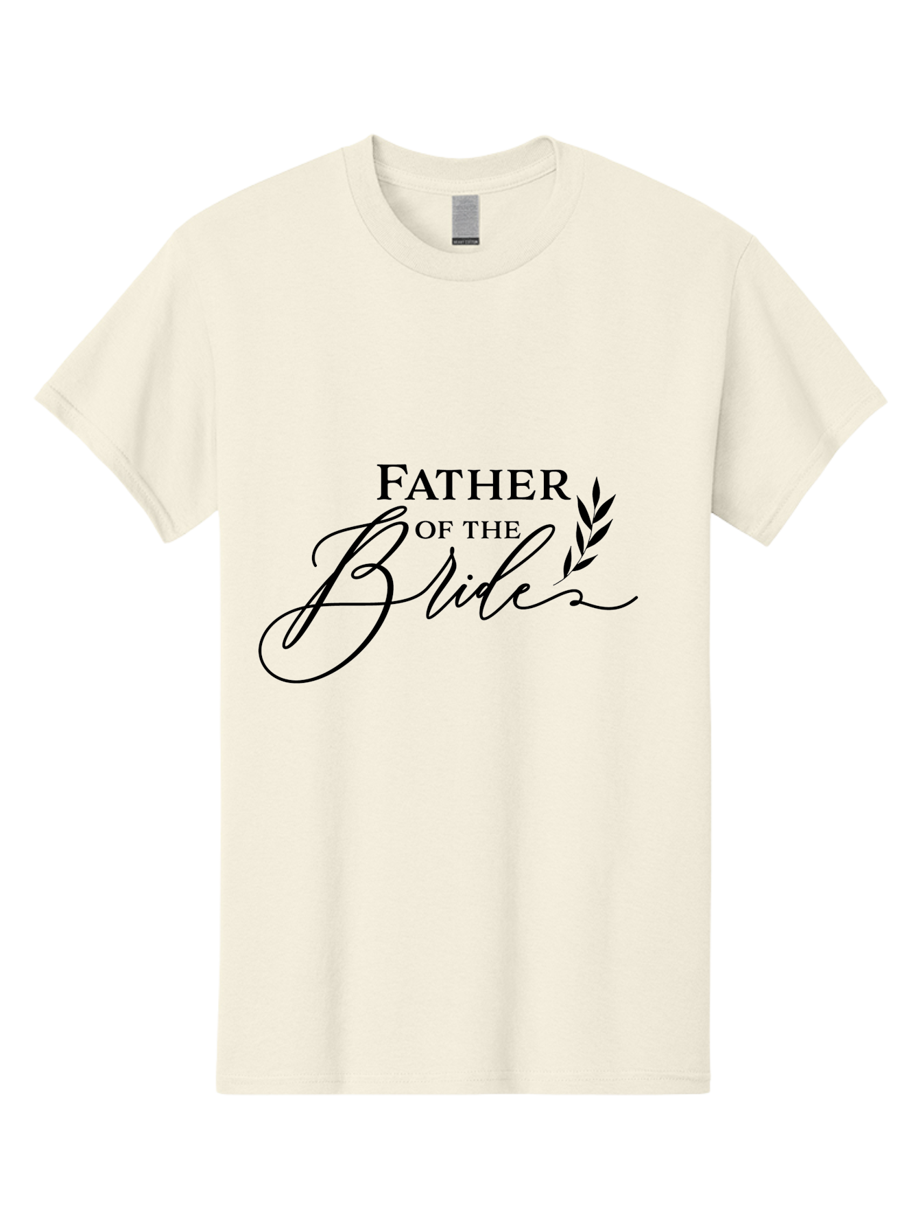 Father-Of-The-Bride Men'S Graphic Tee, 100% Cotton, Comfortable Casual Summer Wear, Machine Washable, Father Of The Bride, Wedding Theme, Family Love, Special Day, Wedding Day, Laurel Leaves, Elegant Script, Calligraphy Font, Unique Gift, Aac711