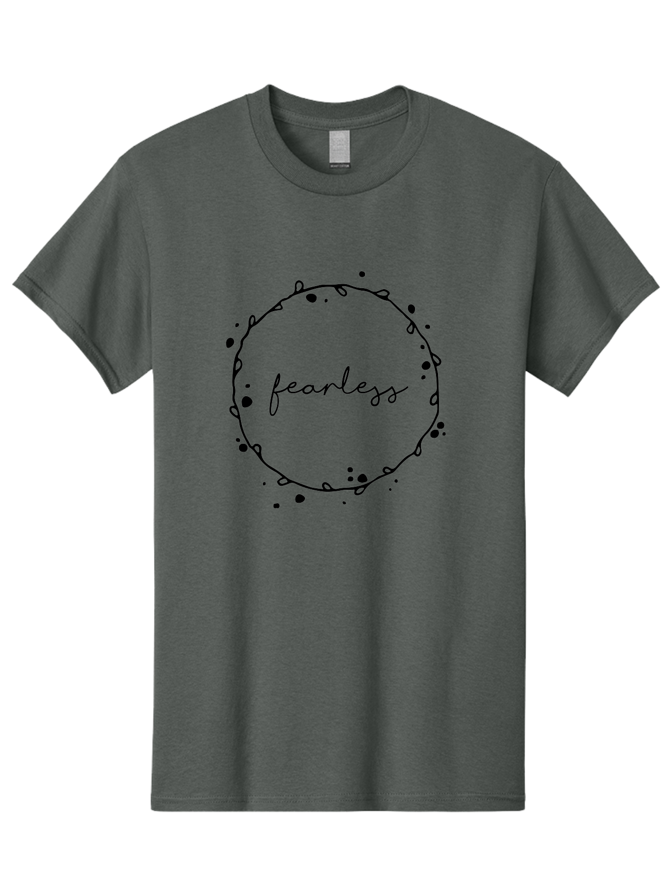 Fearless Men'S Graphic Tee, 100% Cotton, Comfortable Casual Summer Wear, Machine Washable, Fearless, Hand Drawn Circle, Inspirational Quote, Motivational Words, Modern Typography, Splash Effect, Abstract Design, Minimalist Style Aac712
