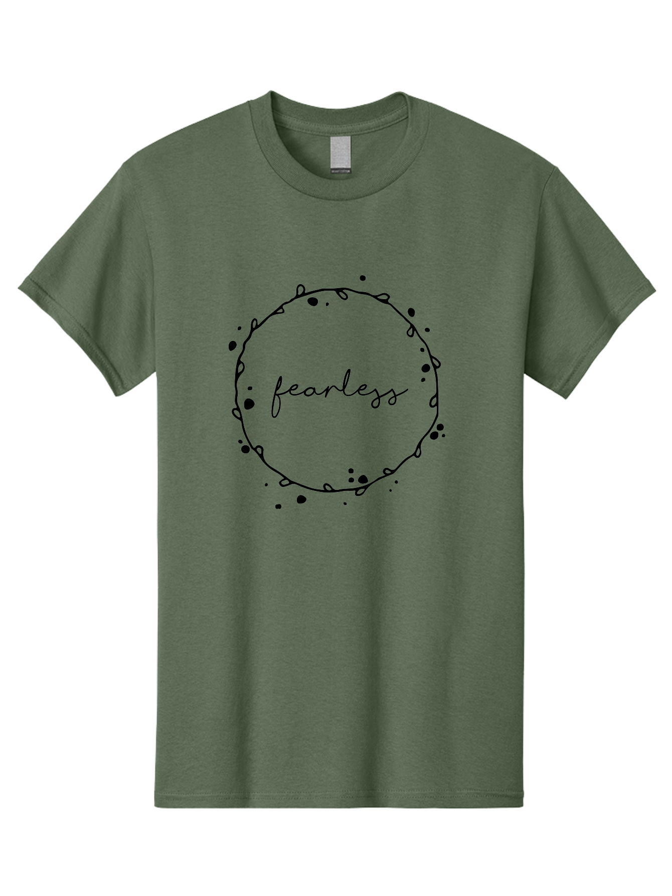 Fearless Men'S Graphic Tee, 100% Cotton, Comfortable Casual Summer Wear, Machine Washable, Fearless, Hand Drawn Circle, Inspirational Quote, Motivational Words, Modern Typography, Splash Effect, Abstract Design, Minimalist Style Aac712