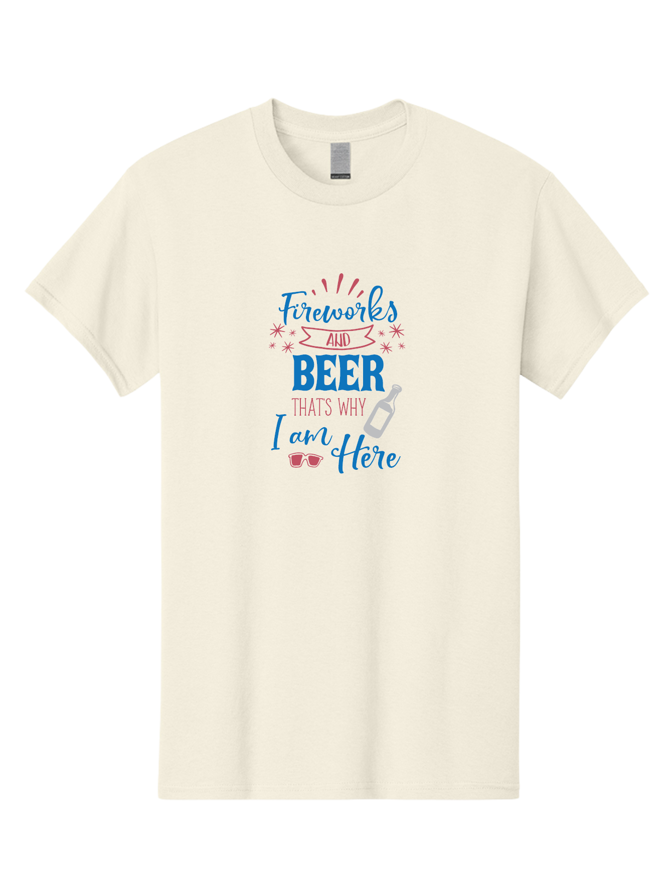 Fireworks-And-Beer Men'S Graphic Tee, 100% Cotton, Comfortable Casual Summer Wear, Machine Washable, Beer And Fireworks, Festive Party Vibes, Drinking With Friends, Celebration Mode, 4Th Of July, Summer Fun, Party Atmosphere, Beer Lover Aac716