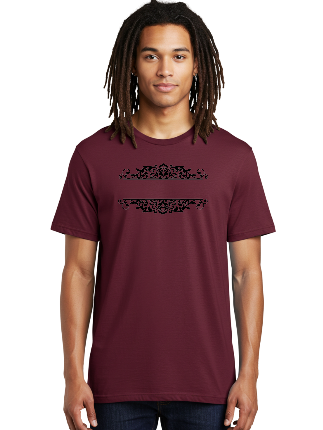 Floral-Deco Men'S Graphic Tee, 100% Cotton, Comfortable Casual Summer Wear, Machine Washable, Floral Dividers, Ornate Designs, Decorative Elements, Symmetrical Patterns, Vintage-Inspired, Elegant Designs, Luxury Feel, Sophisticated Decor Aac720