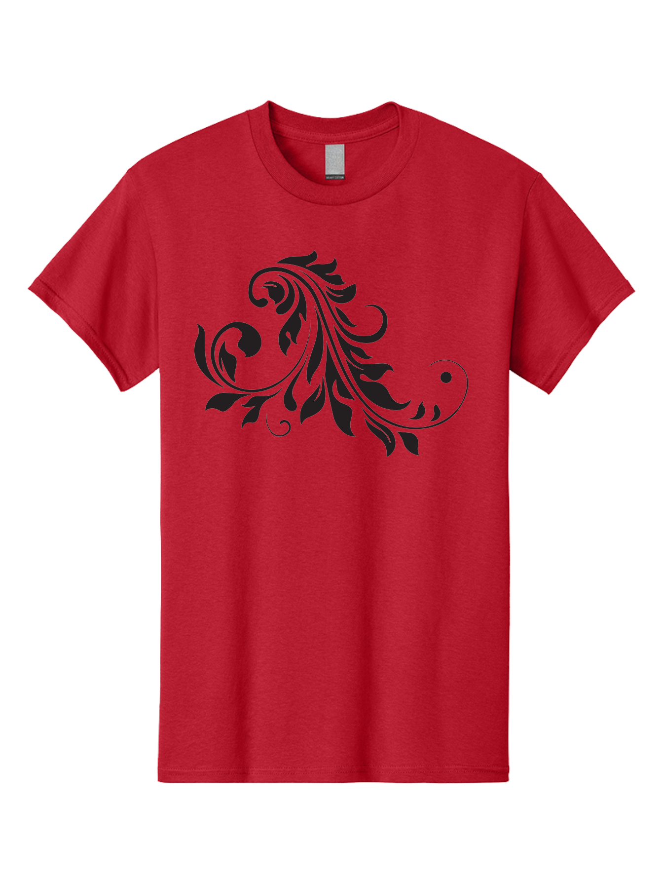 Floral-Design-1 Men'S Graphic Tee, 100% Cotton, Comfortable Casual Summer Wear, Machine Washable, Floral Design, Leafy Pattern, Curved Shapes, Decorative Art, Swirling Leaves, Elegant Design, Intricate Pattern, Black Silhouette Aac721