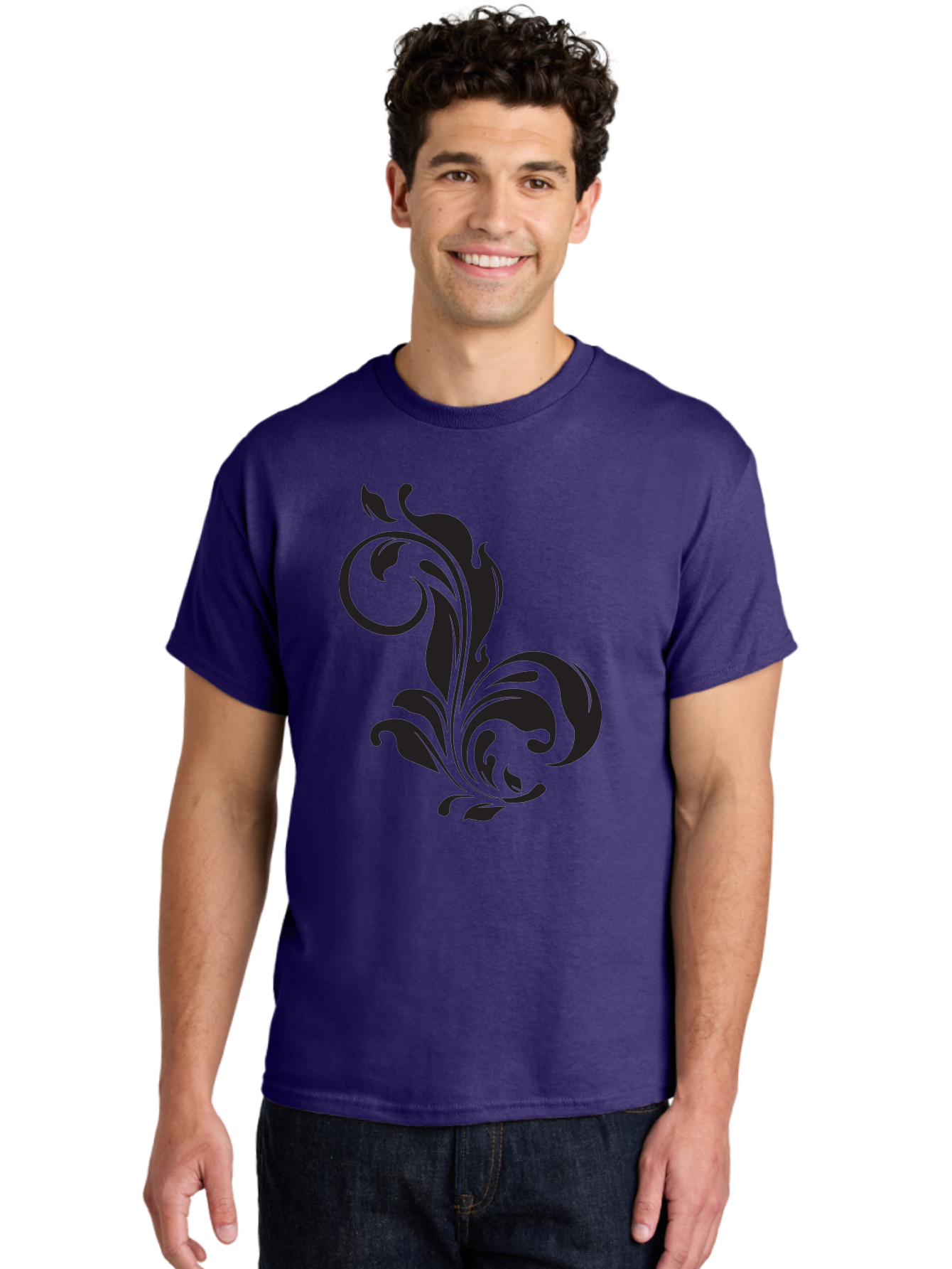 Floral-Design-3 Men'S Graphic Tee, 100% Cotton, Comfortable Casual Summer Wear, Machine Washable, Floral Motif, Decorative Element, Luxury Design, Abstract Art, Elegant Pattern, Ornate Style, Classic Symbol Aac723