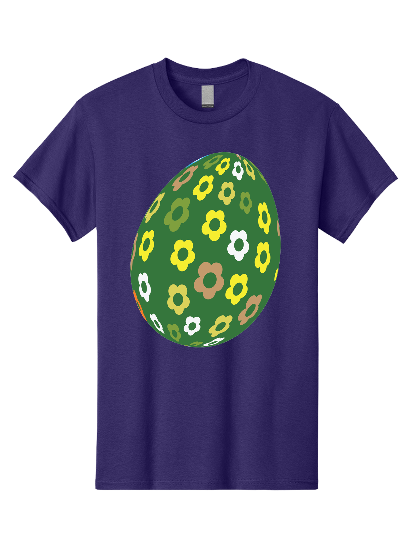 Floral-Easter-Egg-2 Men'S Graphic Tee, 100% Cotton, Comfortable Casual Summer Wear, Machine Washable, Easter Egg, Floral Pattern, Yellow Flowers, White Flowers, Green Egg, Easter Decoration, Spring Theme, Festive Design, Colorful Graphic, Aac726