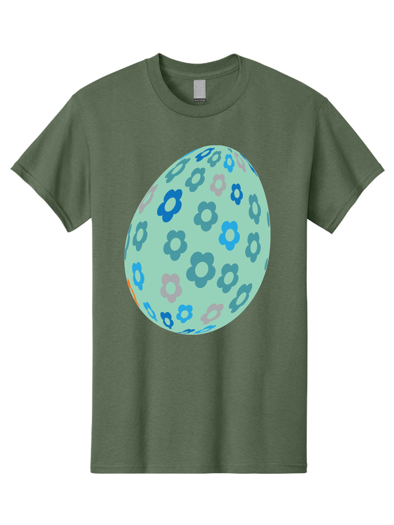 Floral-Easter-Egg-3 Men'S Graphic Tee, 100% Cotton, Comfortable Casual Summer Wear, Machine Washable, Blue Flowers, Pastel Colors, Floral Pattern, Easter Egg, Spring Theme, Decorative Design, Digital Illustration Aac727