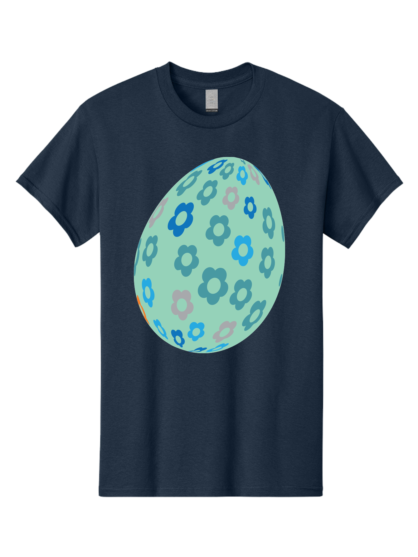 Floral-Easter-Egg-3 Men'S Graphic Tee, 100% Cotton, Comfortable Casual Summer Wear, Machine Washable, Blue Flowers, Pastel Colors, Floral Pattern, Easter Egg, Spring Theme, Decorative Design, Digital Illustration Aac727