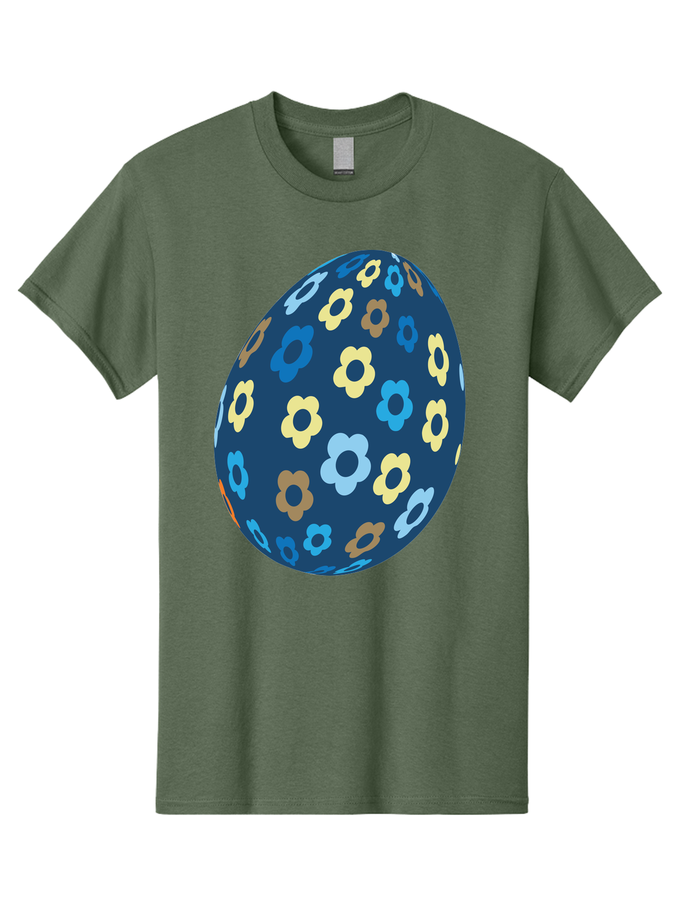 Floral-Egg-3 Men'S Graphic Tee, 100% Cotton, Comfortable Casual Summer Wear, Machine Washable, Easter Egg, Floral Pattern, Pastel Colors, Blue Egg, Yellow Flowers, Brown Flowers, Light Blue Flowers, Spring Theme, Easter Decoration Aac731