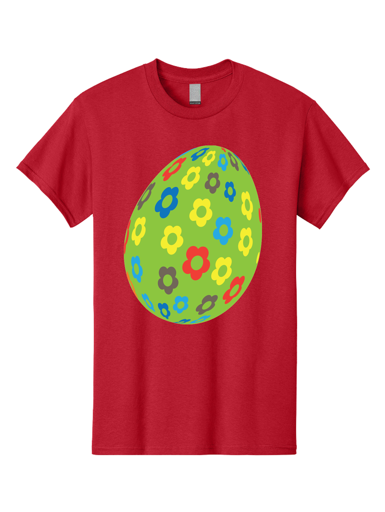 Floral-Egg Men'S Graphic Tee, 100% Cotton, Comfortable Casual Summer Wear, Machine Washable, Decorated Egg, Floral Pattern, Colorful Flowers, Easter Egg Decoration, Spring Theme, Festive Design, Cartoon Style, Red, Blue, Yellow, Purple Flowers Aac732