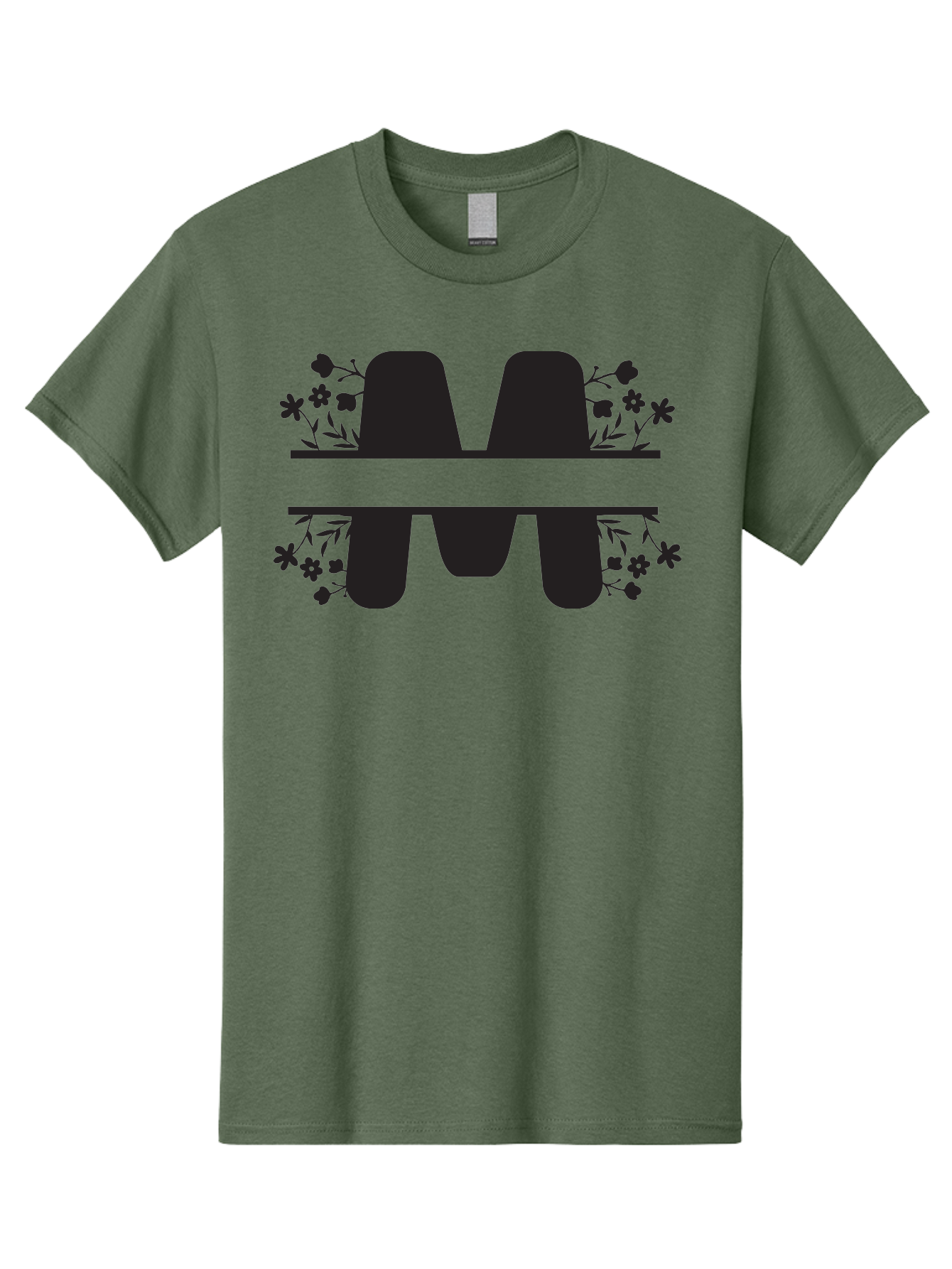 Floral-M-Logo Men'S Graphic Tee, 100% Cotton, Comfortable Casual Summer Wear, Machine Washable, Stylish Logo, Letter M, Floral Design, Bold Typography, Decorative Flowers, Modern Graphics, Sleek Design Aac735