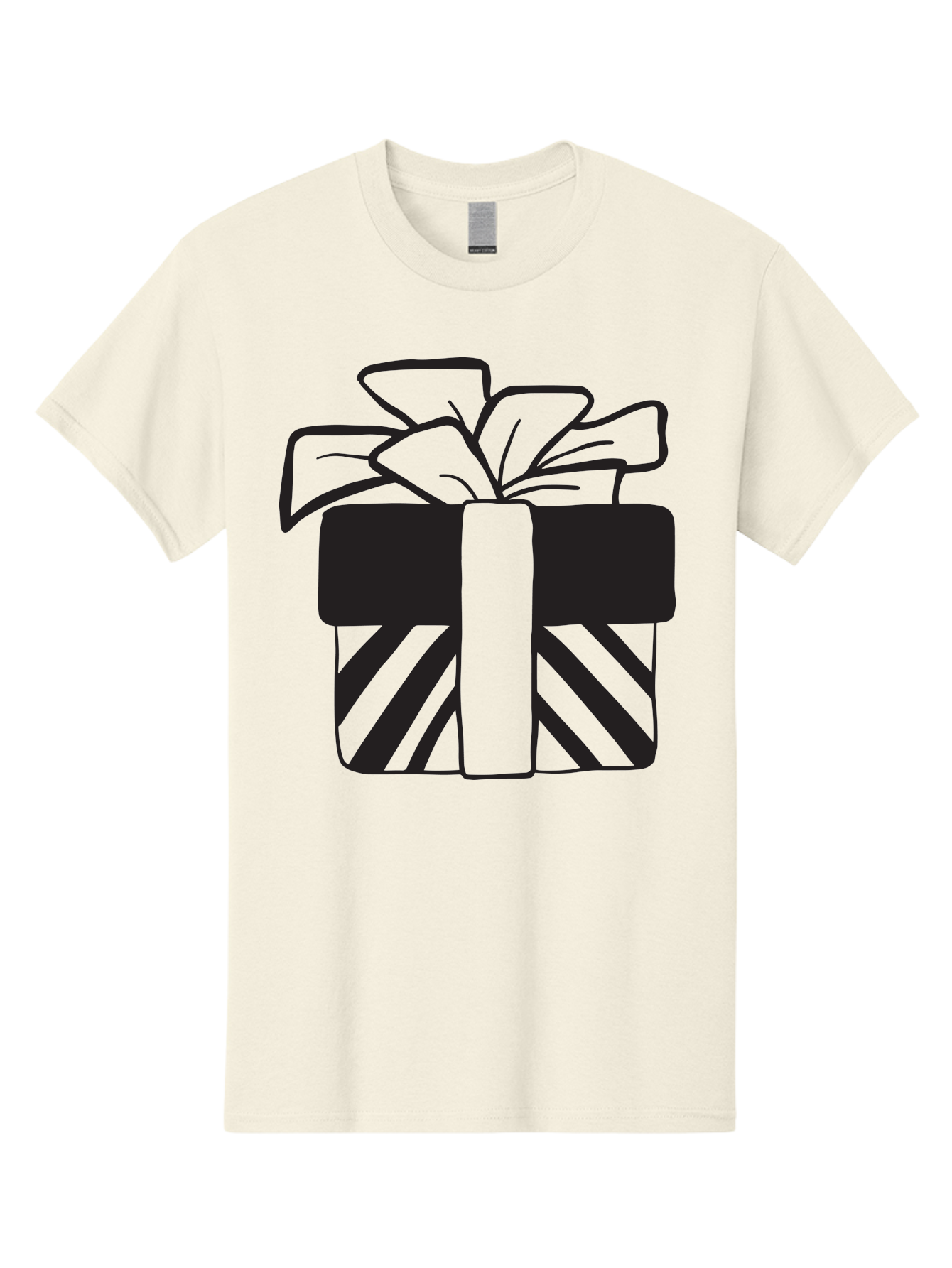 Gift-Box Men'S Graphic Tee, 100% Cotton, Comfortable Casual Summer Wear, Machine Washable, Wrapped Gift, Striped Box, Ribbon Bow, Present, Gift Giving, Holiday Present, Wrapped Present Aac753