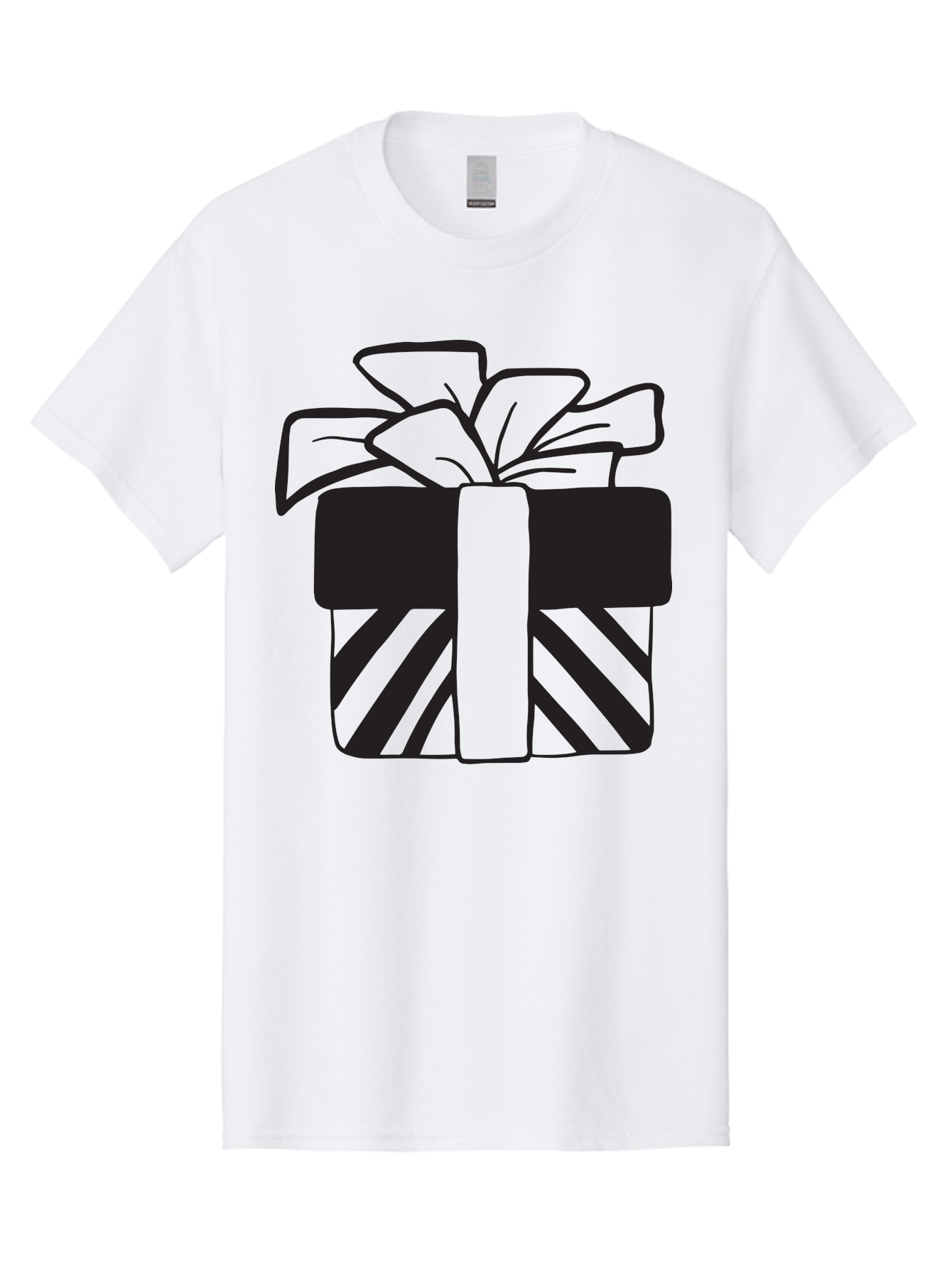 Gift-Box Men'S Graphic Tee, 100% Cotton, Comfortable Casual Summer Wear, Machine Washable, Wrapped Gift, Striped Box, Ribbon Bow, Present, Gift Giving, Holiday Present, Wrapped Present Aac753