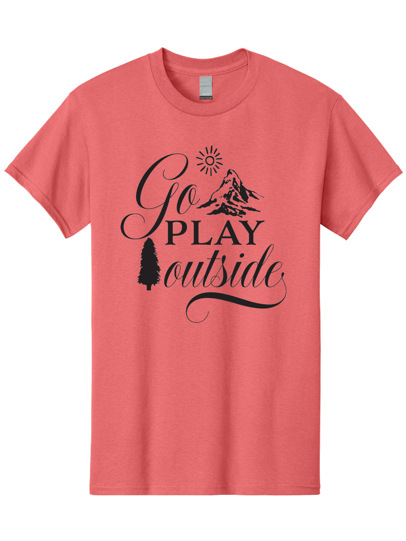 Go-Play-Outside Men'S Graphic Tee, 100% Cotton, Comfortable Casual Summer Wear, Machine Washable, Outdoor Adventure, Mountain Scenery, Pine Tree, Sunshine, Go Outside, Nature Call, Play Time, Active Lifestyle, Exploration, Outdoor Fun Aac760