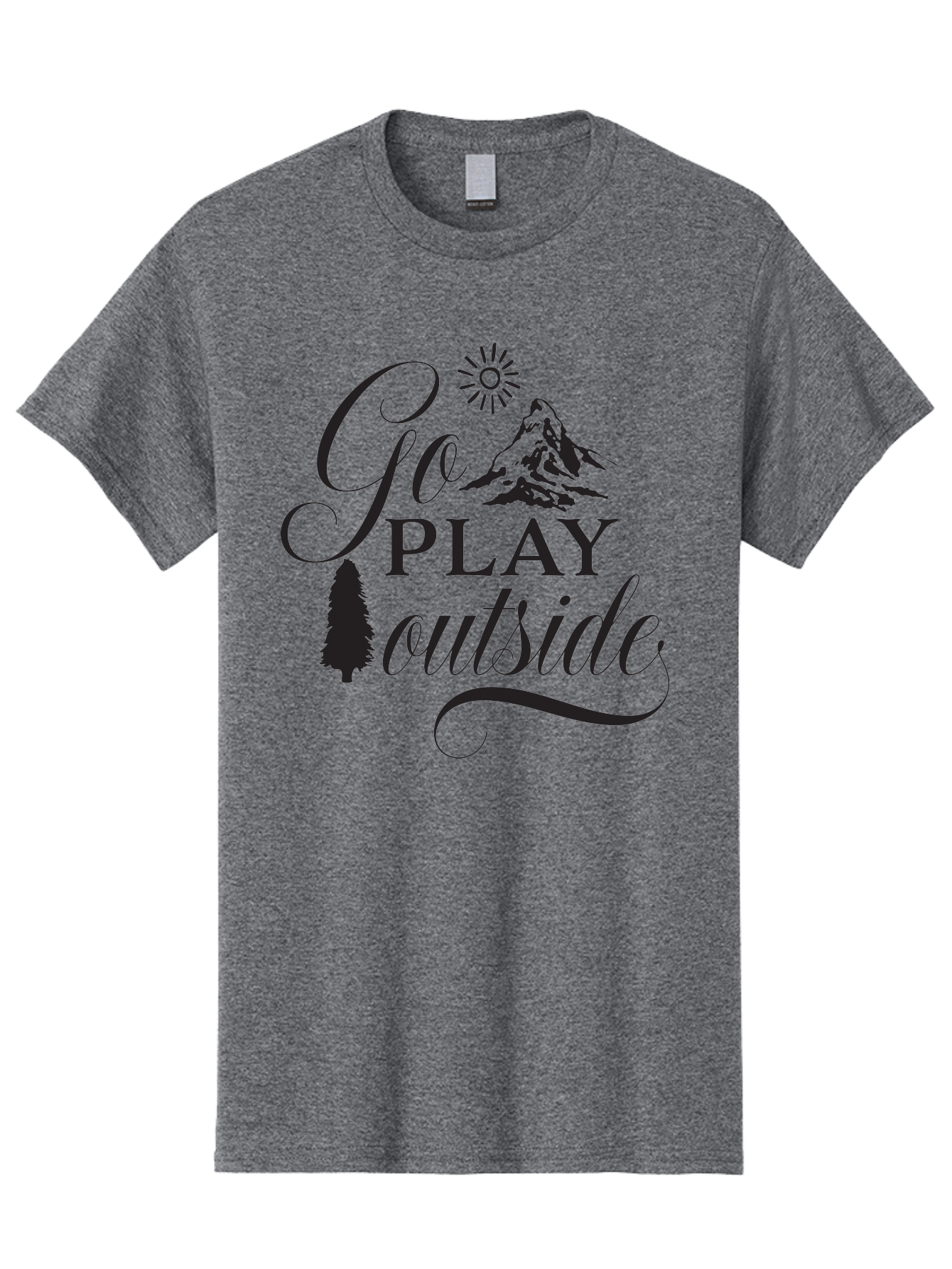 Go-Play-Outside Men'S Graphic Tee, 100% Cotton, Comfortable Casual Summer Wear, Machine Washable, Outdoor Adventure, Mountain Scenery, Pine Tree, Sunshine, Go Outside, Nature Call, Play Time, Active Lifestyle, Exploration, Outdoor Fun Aac760