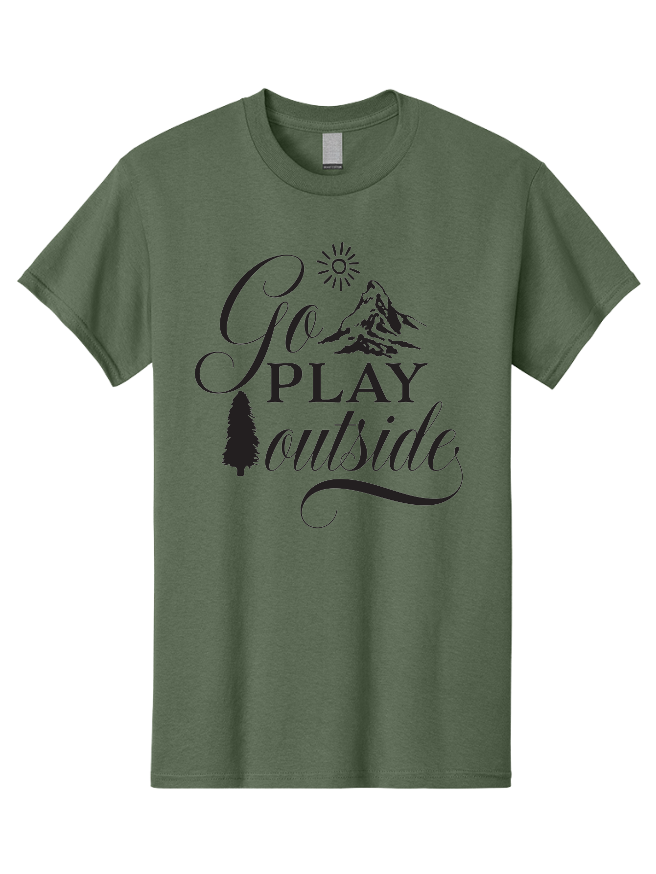 Go-Play-Outside Men'S Graphic Tee, 100% Cotton, Comfortable Casual Summer Wear, Machine Washable, Outdoor Adventure, Mountain Scenery, Pine Tree, Sunshine, Go Outside, Nature Call, Play Time, Active Lifestyle, Exploration, Outdoor Fun Aac760