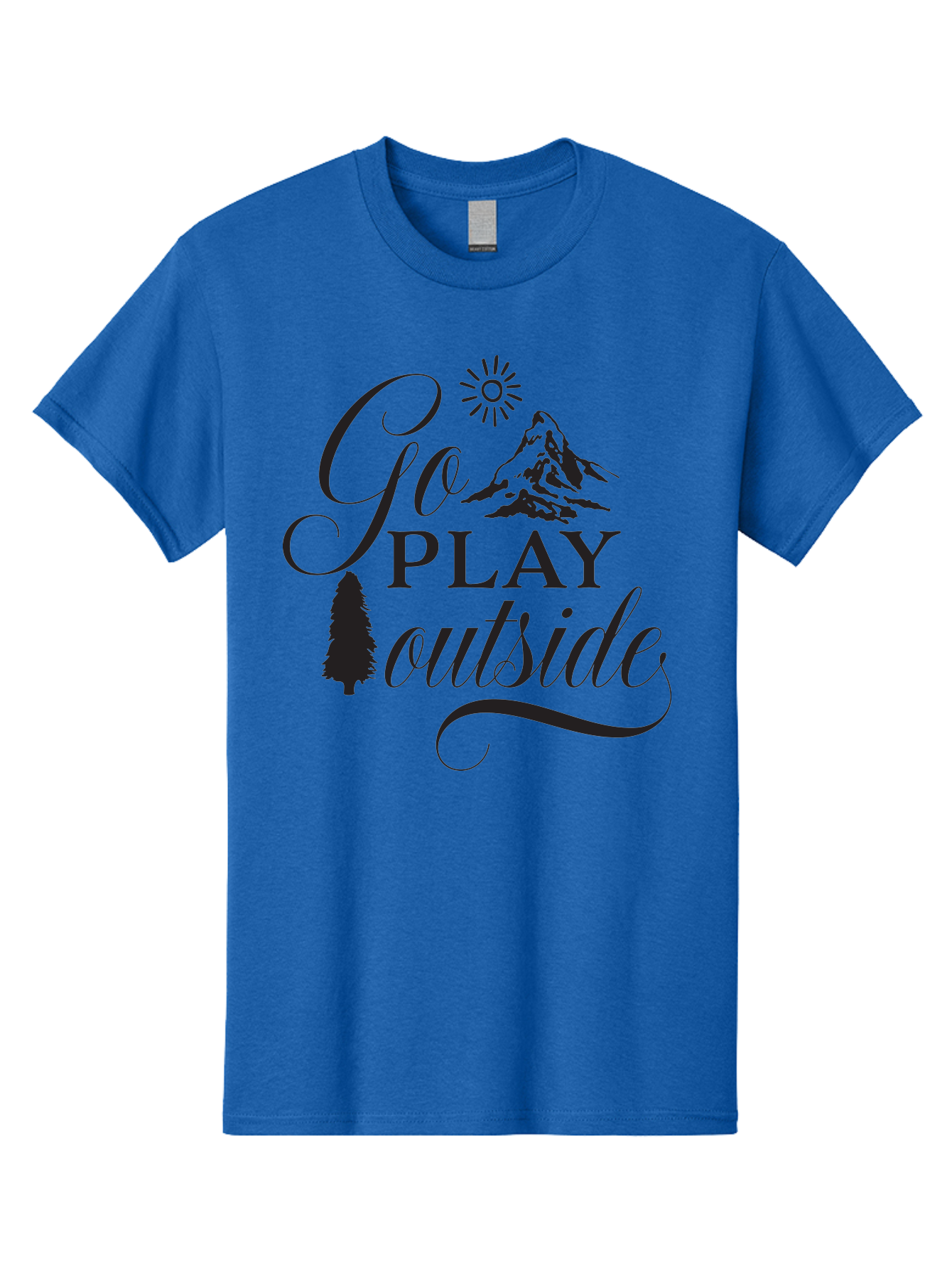 Go-Play-Outside Men'S Graphic Tee, 100% Cotton, Comfortable Casual Summer Wear, Machine Washable, Outdoor Adventure, Mountain Scenery, Pine Tree, Sunshine, Go Outside, Nature Call, Play Time, Active Lifestyle, Exploration, Outdoor Fun Aac760