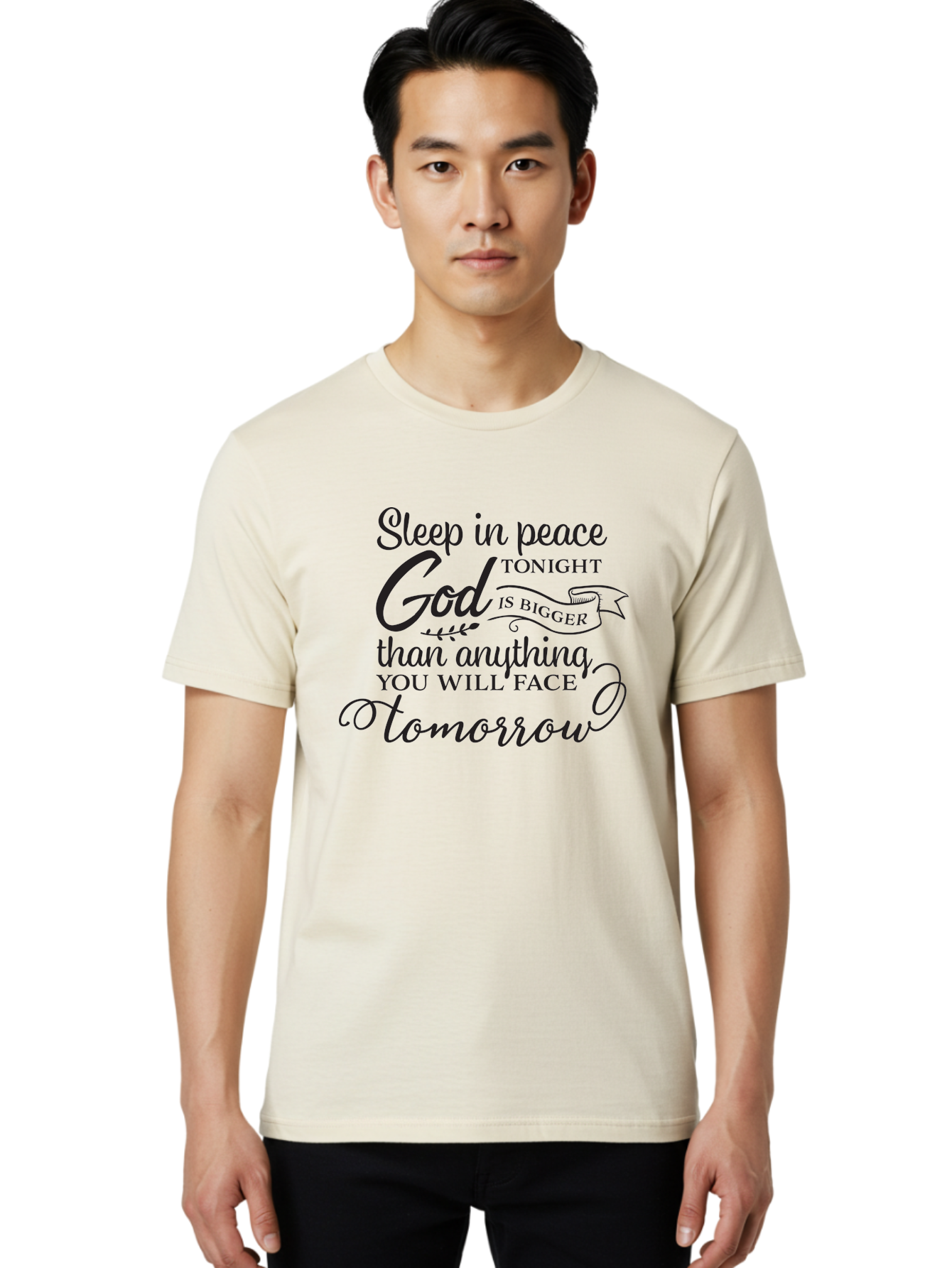 God-Is-Bigger Men'S Graphic Tee, 100% Cotton, Comfortable Casual Summer Wear, Machine Washable, Inspirational Quote, Motivational Words, God Is Bigger, Peaceful Sleep, Inspirational Sayings, Faith, Trust, Hope, Positivity, Motivation Aac763
