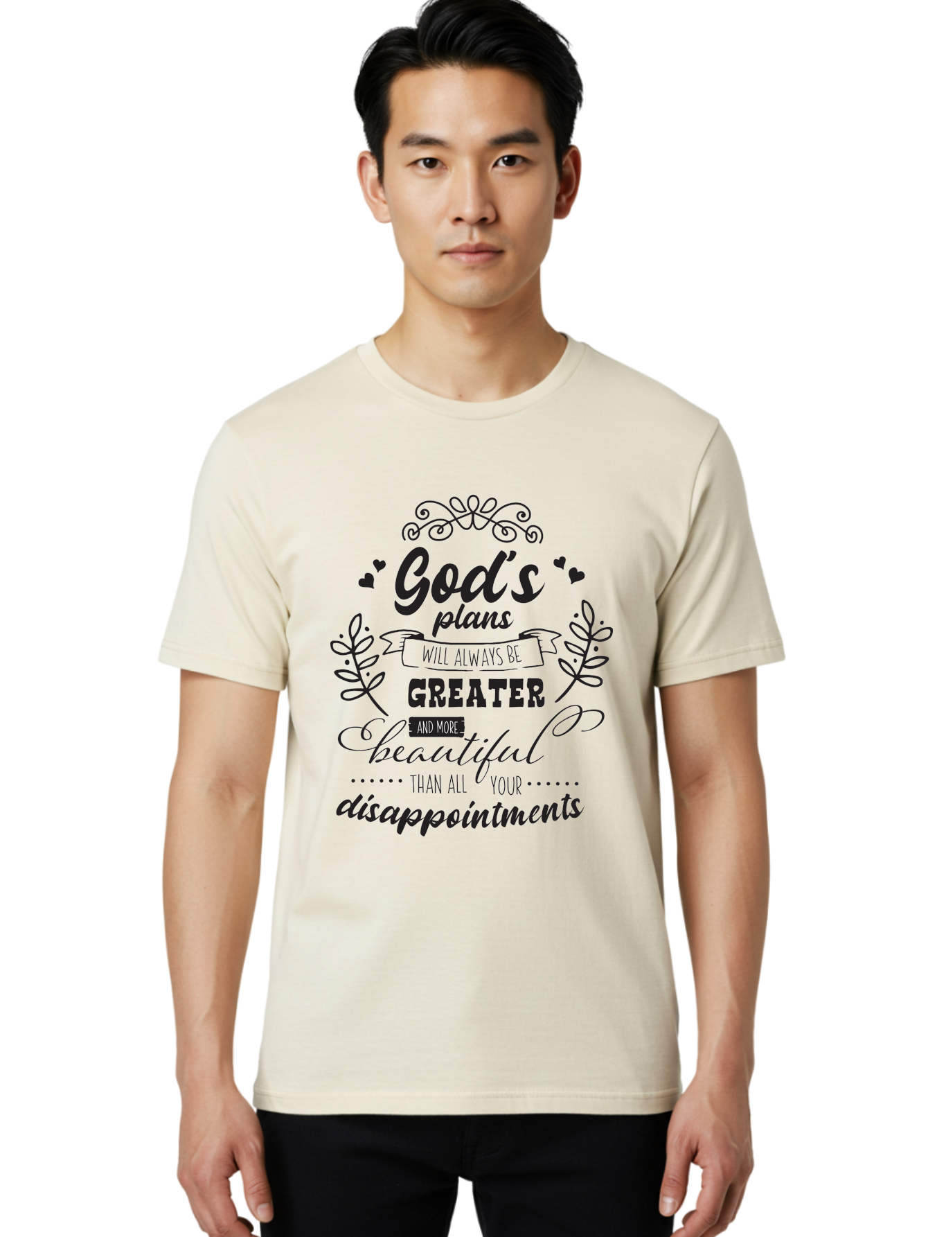 God-S-Plans Men'S Graphic Tee, 100% Cotton, Comfortable Casual Summer Wear, Machine Washable, Inspirational Quotes, Motivational Quotes, Faith-Based Quotes, God'S Plan, Scripture Quotes, Hope And Encouragement, Positive Affirmation Aac767