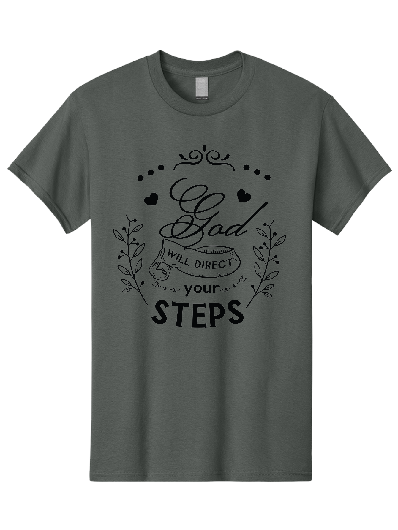 God-Will-Direct-Your-Steps-1 Men'S Graphic Tee, 100% Cotton, Comfortable Casual Summer Wear, Machine Washable, Inspirational Quote, Motivational Saying, God Will Direct Your Steps, Faith-Based Message, Spiritual Guidance, Bible Verse, Aac769